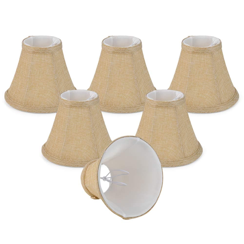 Wellmet Small Lamp Shade,ONLY for Candle Bulbs,Clip-on Drum Lamp Shades,Set of 6, 3x6x5 Inches
