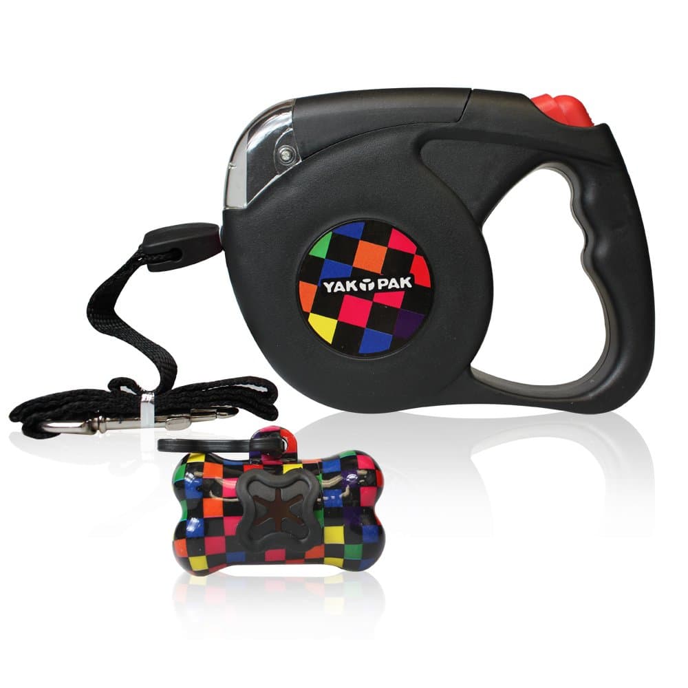 YakPak Retractable Dog Leash, Multi Checker