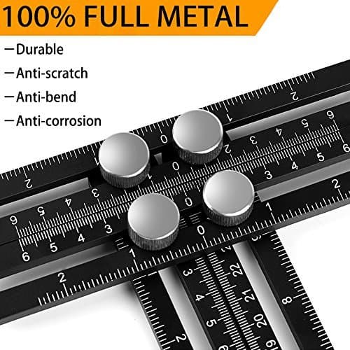 Universal Multi-Angle Measuring Ruler - ANY-ANGLE Template Tool Set - Upgraded Professional Aluminum Alloy Multi-Angle Template Tool - FULL-METAL Angularizer - Multi Functional Angle Ruler - (Black)