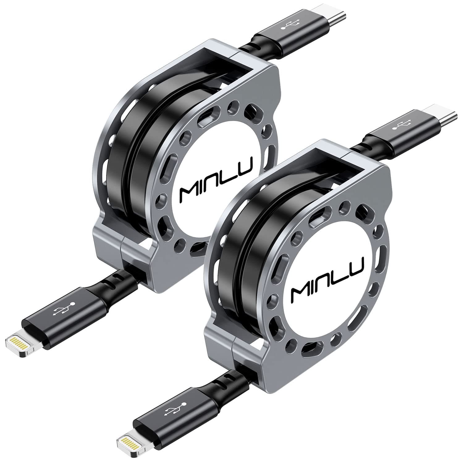 USB C to Retractable Lightning Cable 1.2M, 2Pack [MFi Certified] iPhone 14/13/12/11 Fast Charging Cord Type C iPhone Charger Cable for iPhone 14 13 12 11 Pro Max/Pro/Mini Xs Xr X 8 Plus 8 7 6s 6 5 se