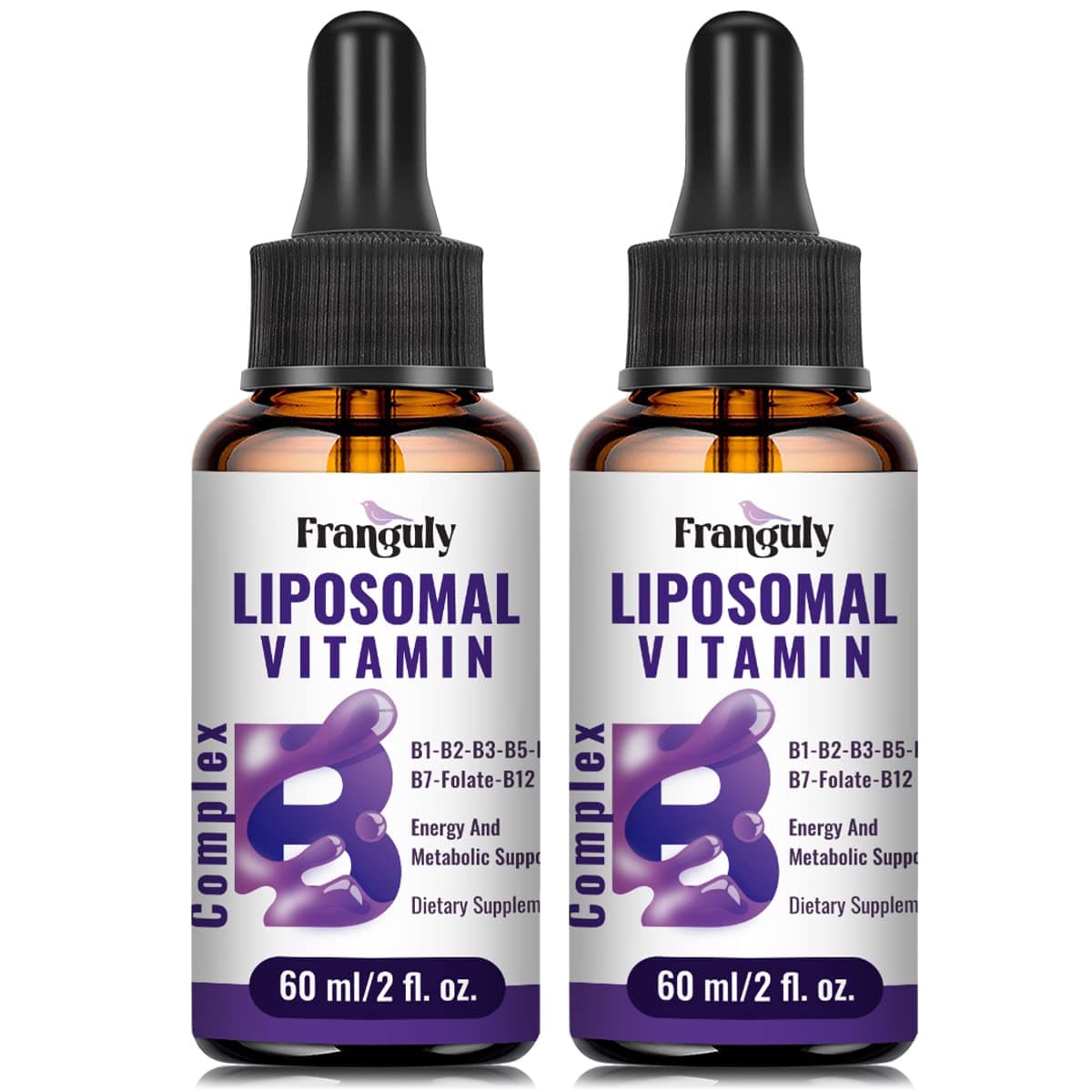 Liposomal Vitamin B Complex Liquid Sublingual B Complex Vitamins Supplement for Women Men Improved Absorption Methylated B12,B1, B2, B3, B5, B6,Folate,Biotin for Energy And Immune Support-4.0 oz