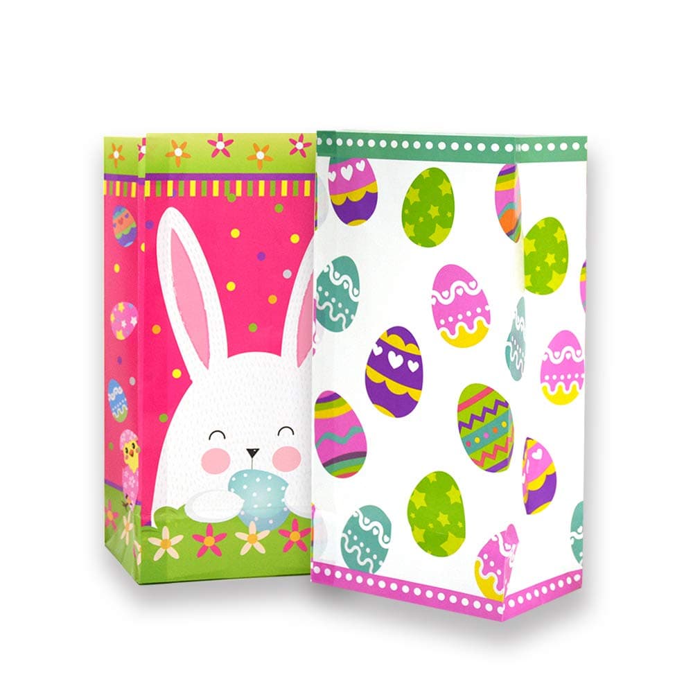 Easter Paper Bags for Kids - 20 Pack Easter Egg Bunny Party Bags for Easter Party, Birthday Party, White/Red Style by Lucky Party