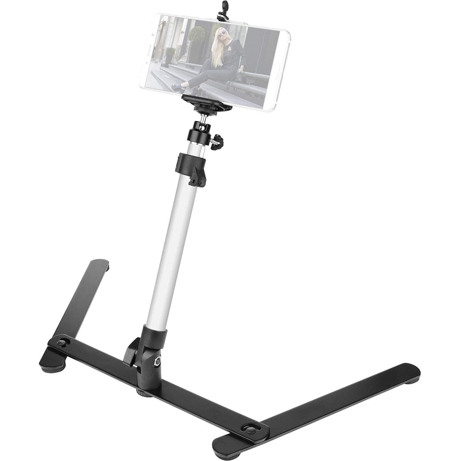 ChromLives Photo Copy Stand Pico Projector Stand with Phone Clamp Overhead Phone Mount Smartphone Compatible Tripod