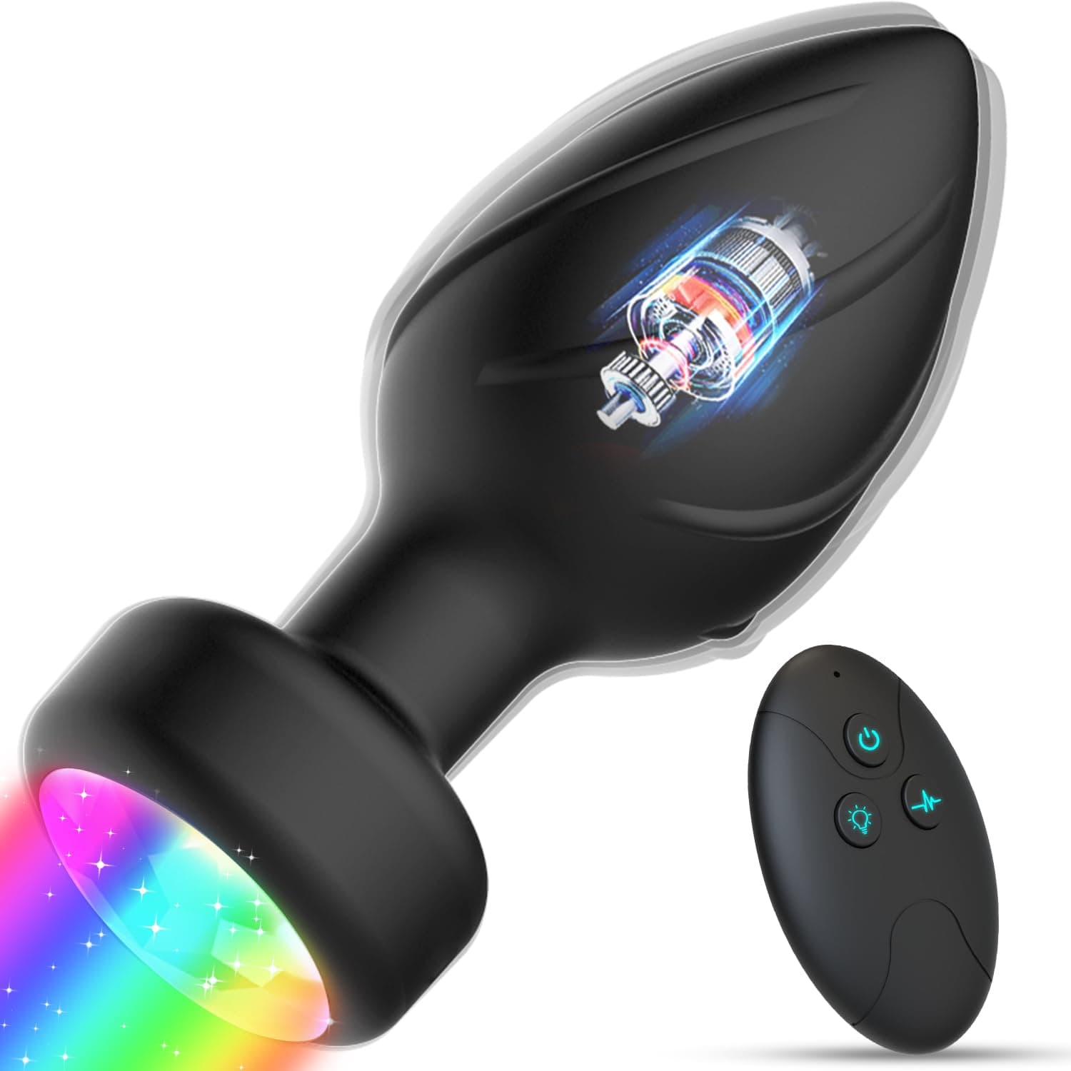 10 Modes Vibrating Butt Plug - LED Colorful Light up Remote Control Anal Plug for Prostate Massage, Adult Sex Toys for Men Women, Couples Black