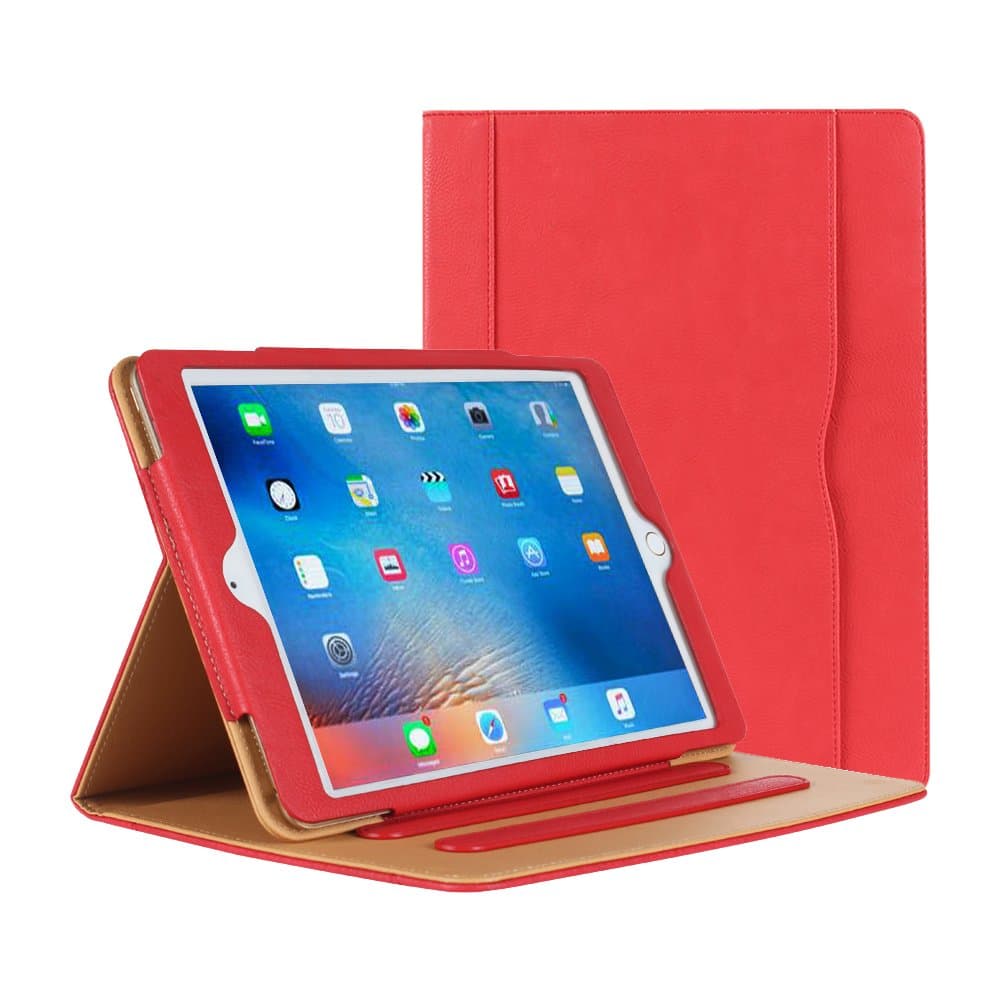 DANYCASECase for iPad 2 iPad 3 iPad 4Case - Leather Stand Folio Case Cover for Apple iPad 2/3/4Case with Multiple Viewing Angles, Document Card Pocket (Red)