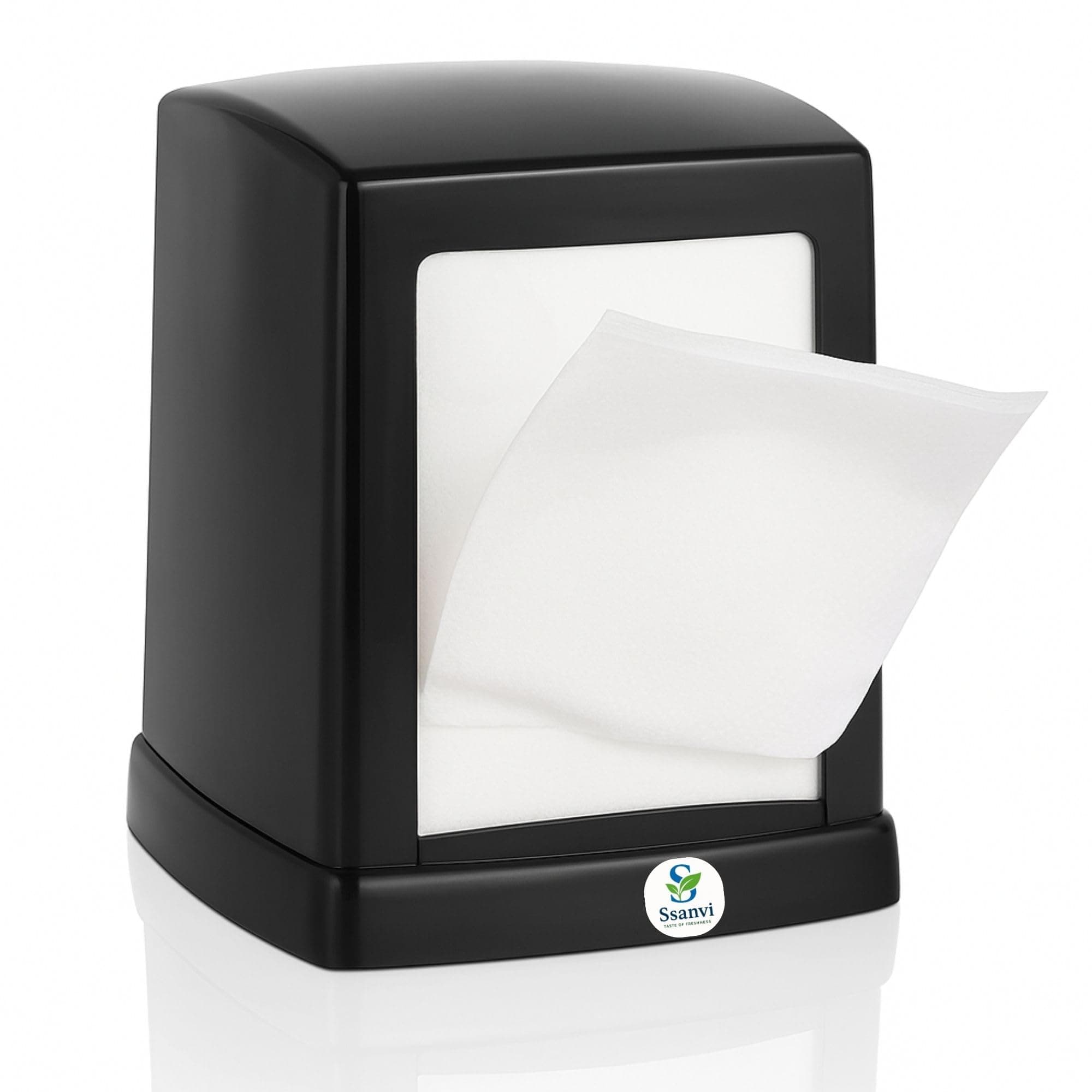 Double-Side Table Top Tissue Dispenser with 2 Refill Tissue Paper Box for Kitchen, Dining Table, Office (Black)