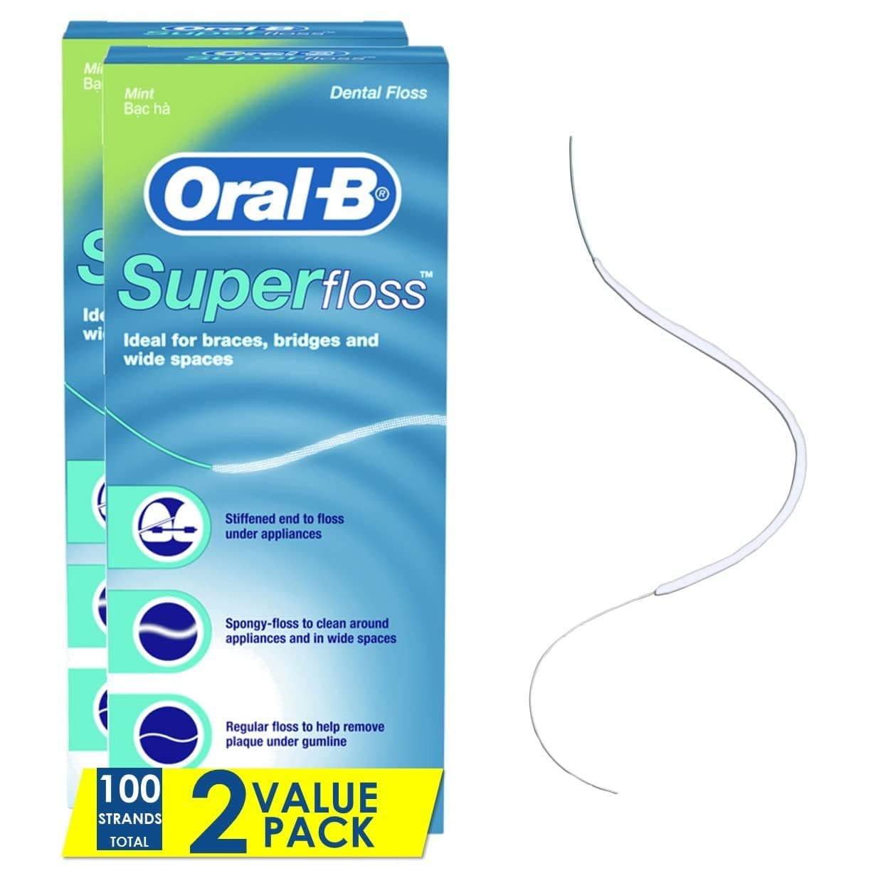 Super Floss Pre-Cut Strands, Mint, 50 Count Twin Pack