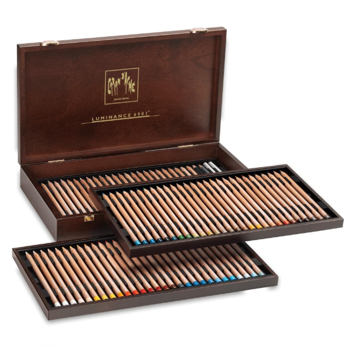 CREATIVE ART MATERIALS Caran D'ache Luminance Colored Pencil Sets Set of 80 Wood Box (6901.476)