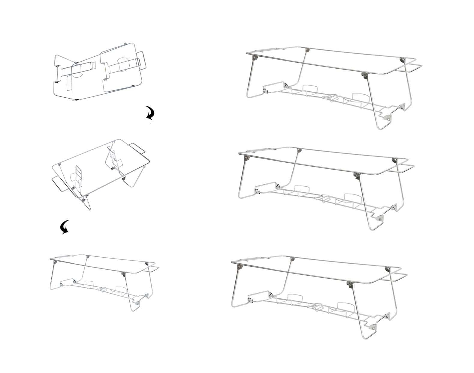3 Pack Buffet Wire Rack Folding Chafing Stand Chrome Frame Serving Trays Food Warmer | Easy Foldable Collapsible for Storage & Reuse for Home Party, Wedding and Birthday Party Event Catering Supplies