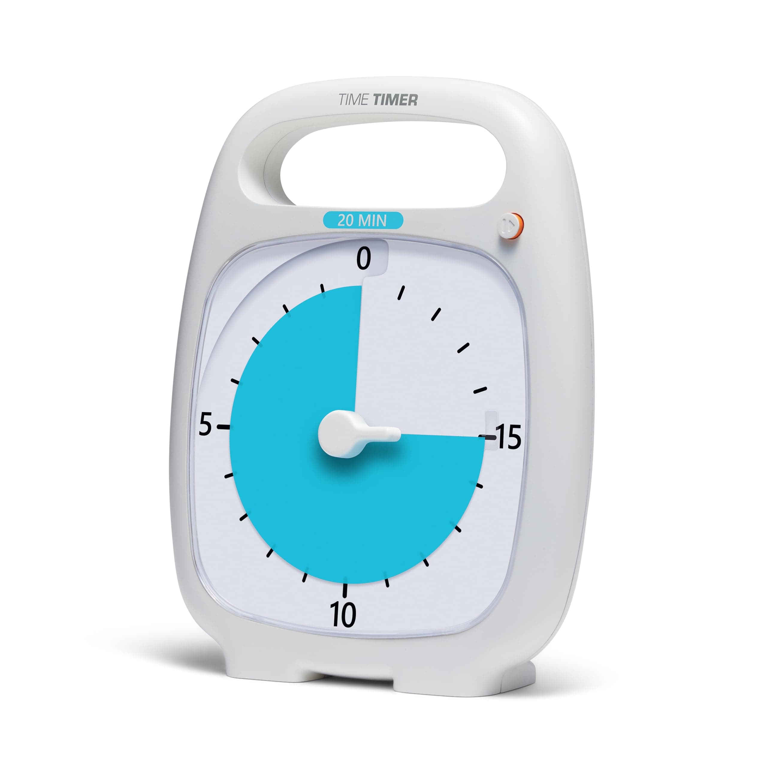 PLUS 20 Minute Desk Visual Timer — Countdown Timer with Portable Handle for Classroom, Office, Homeschooling, Study Tool with Silent Operation (White)