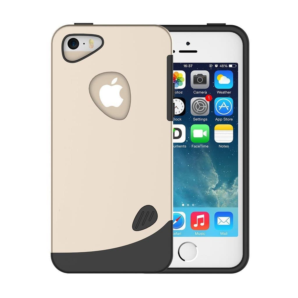 iPhone SE Case,iPhone 5S/SE/5 Cases, Fastbee Pebble Series Dual-layer TPU Rubber Protective Carrying Cover Case for iPhone SE/5/5S Gold