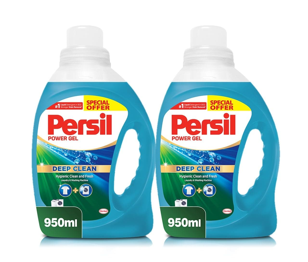Power Gel Liquid Laundry Detergent, With Deep Clean Technology, Pack of Two, 2 x 950ML