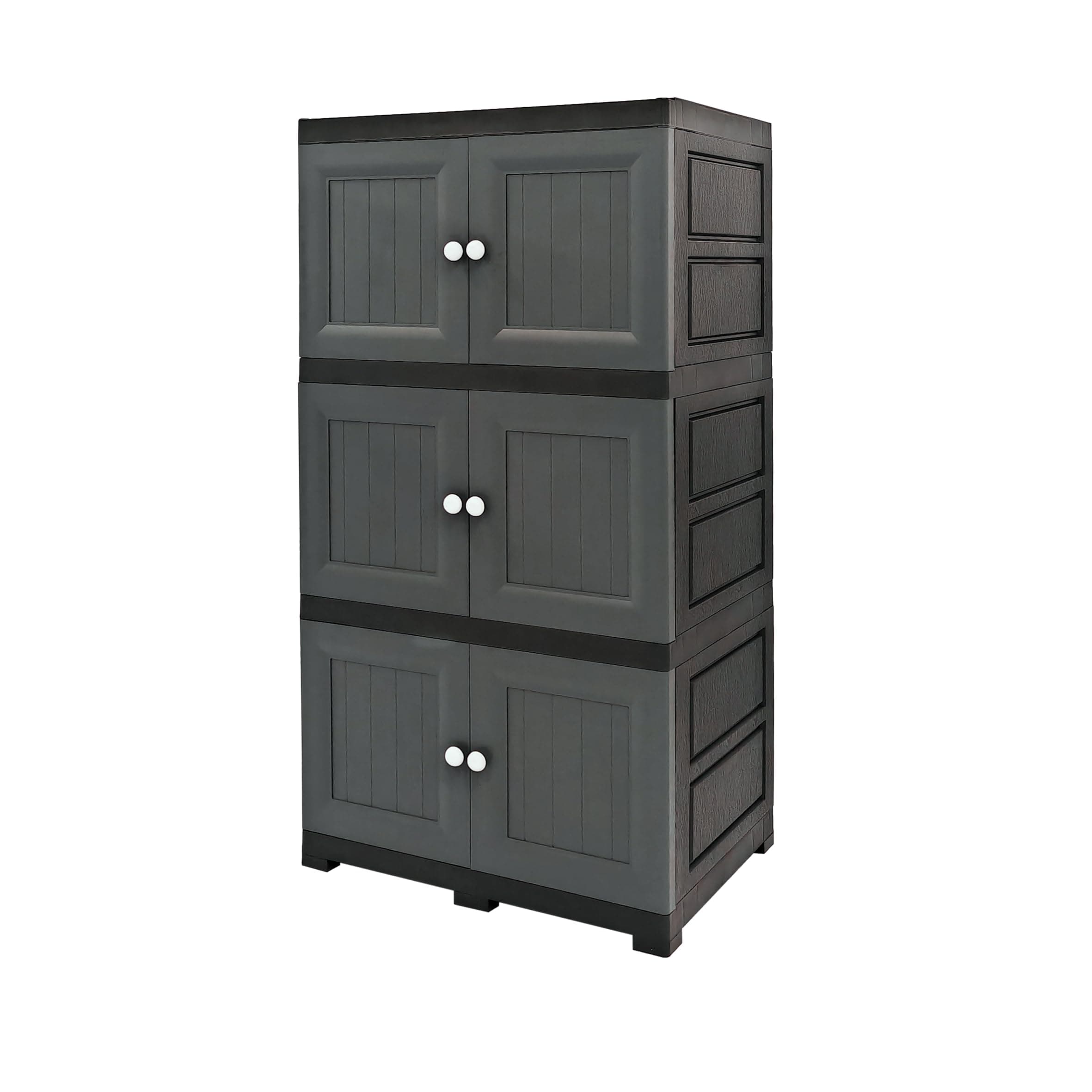 Multi-Purpose Storage Unit, Cupboard, Cabinet with 3 Extra Large Compartments, Modern Grey