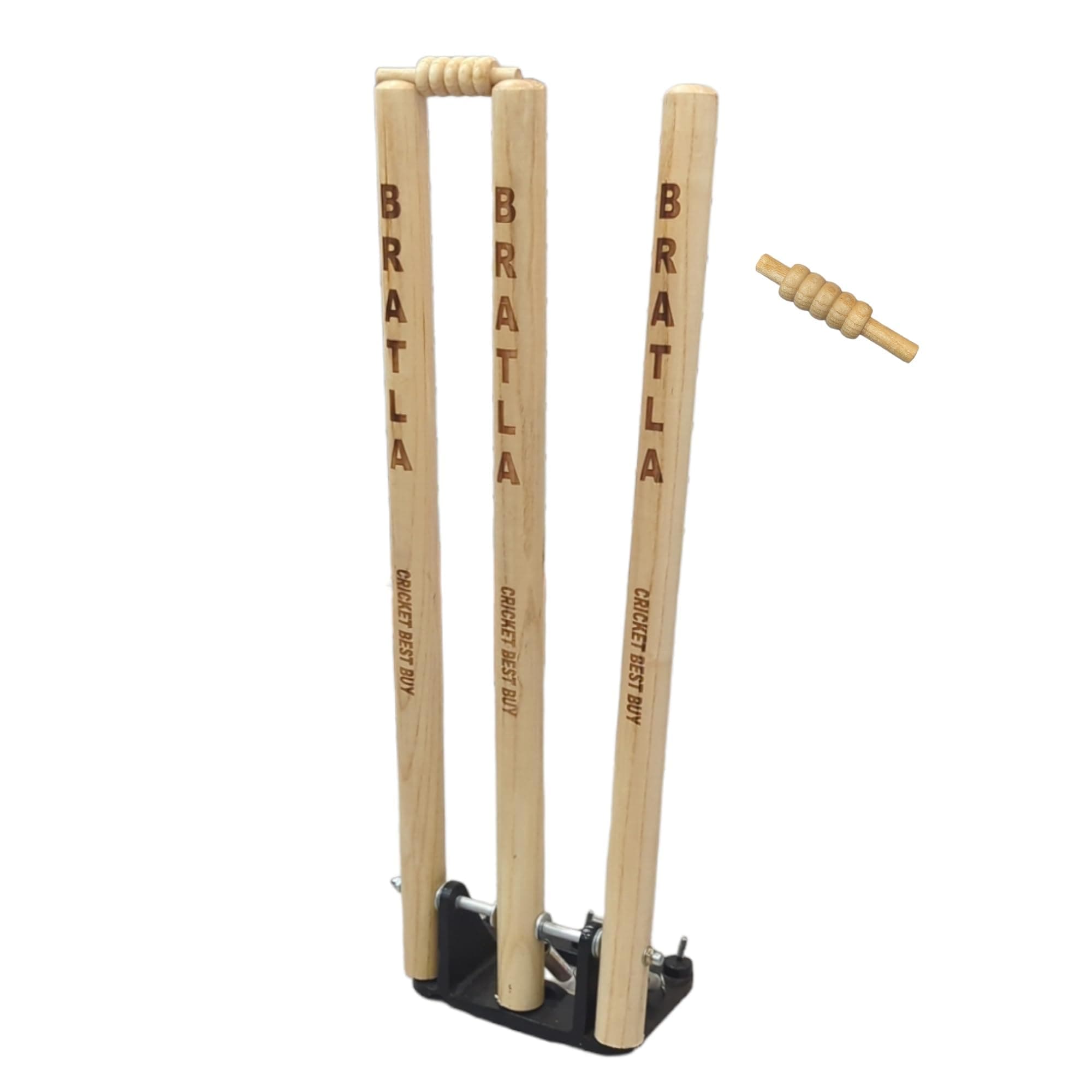 CBB Cricket Spring Return Stumps Wickets Metal Base Multi Surface Placement