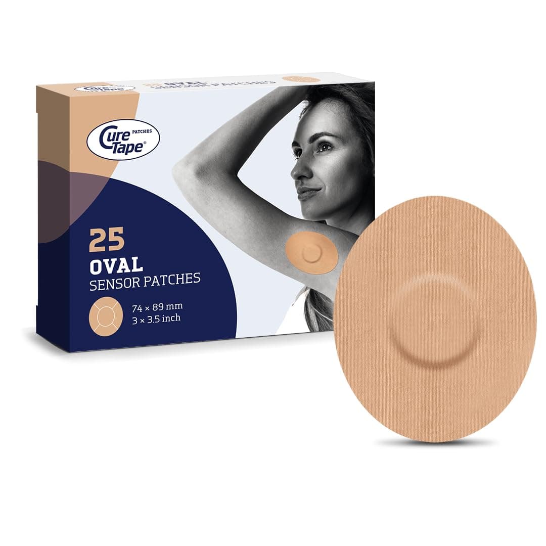 Sensor Patches - Sensor Fixing Plasters - 25 Covers for Freestyle Libre, Dexcom and Medtronic Guardian Sensors - Fixation Tape for Your Sensor (Beige)