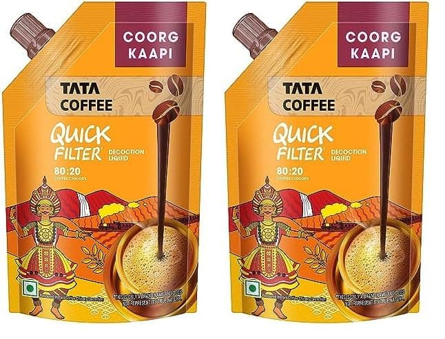 Tata Coffee Quick Filter Coorg Kaapi Decoction Liquid, Coffee 80, Chicory 20, 200 ml (Pack of 2)