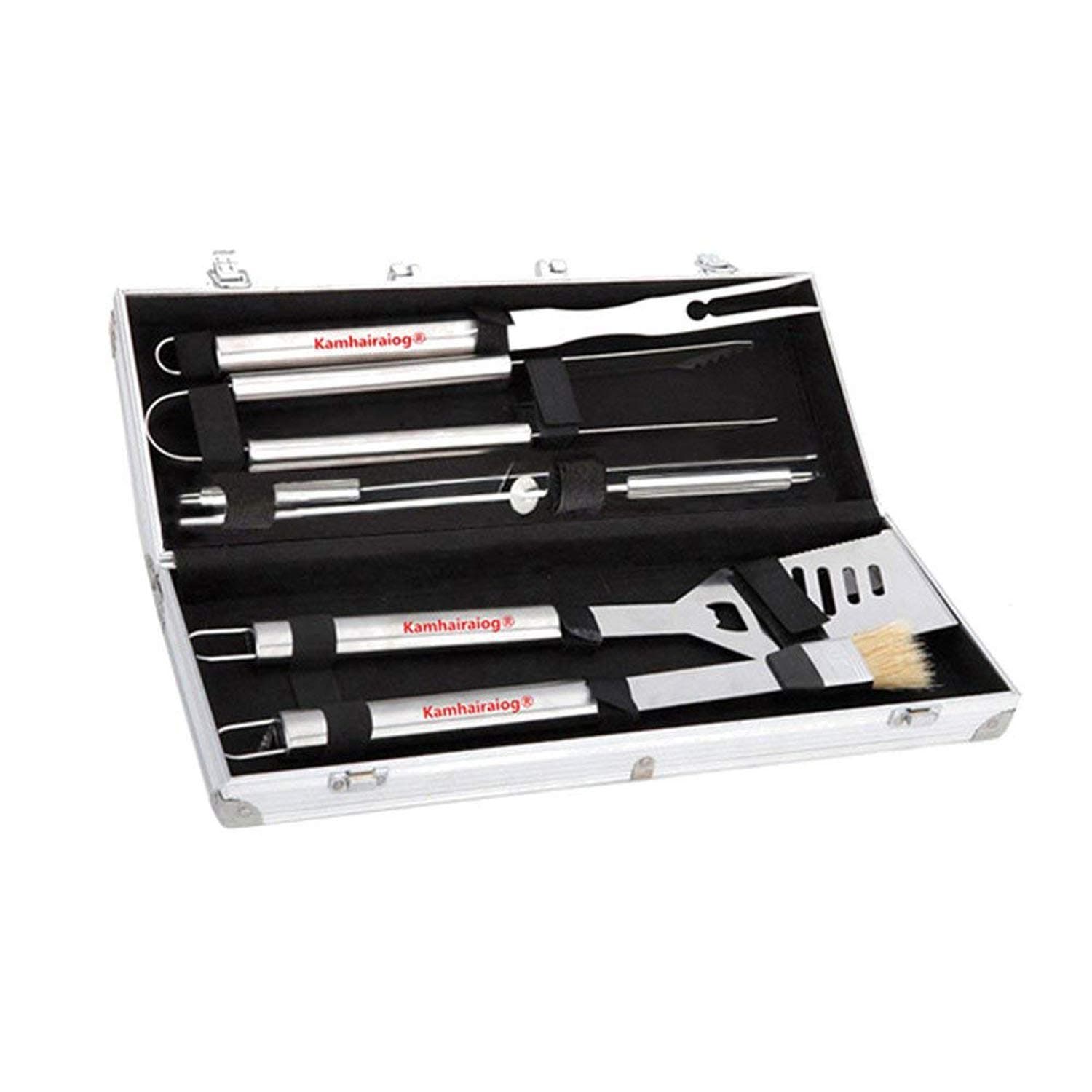 Barbecue Tool Sets 6-Piece BBQ Set BBQ Grilling Tool Set with Barbecue Accessories BBQ Fork, BBQ Shovel, BBQ Oil Brush, BBQ Clip for Picnic, Camping Barbecue Party (6-Piece)