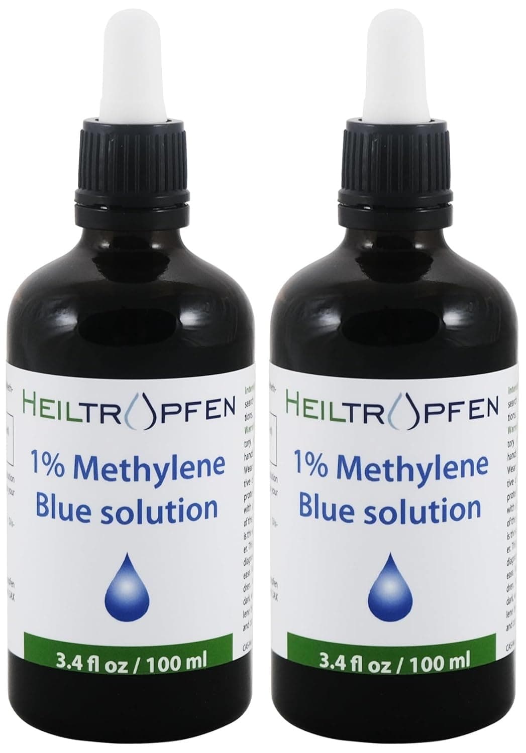 Heiltropfen® Methylene Blue 1% Solution – 2 Pack (2×100 ml / 3.4 fl oz) | Ultra High Purity | USP Pharma Grade | Third-Party Tested | Formaldehyde-Free | Glass Bottles