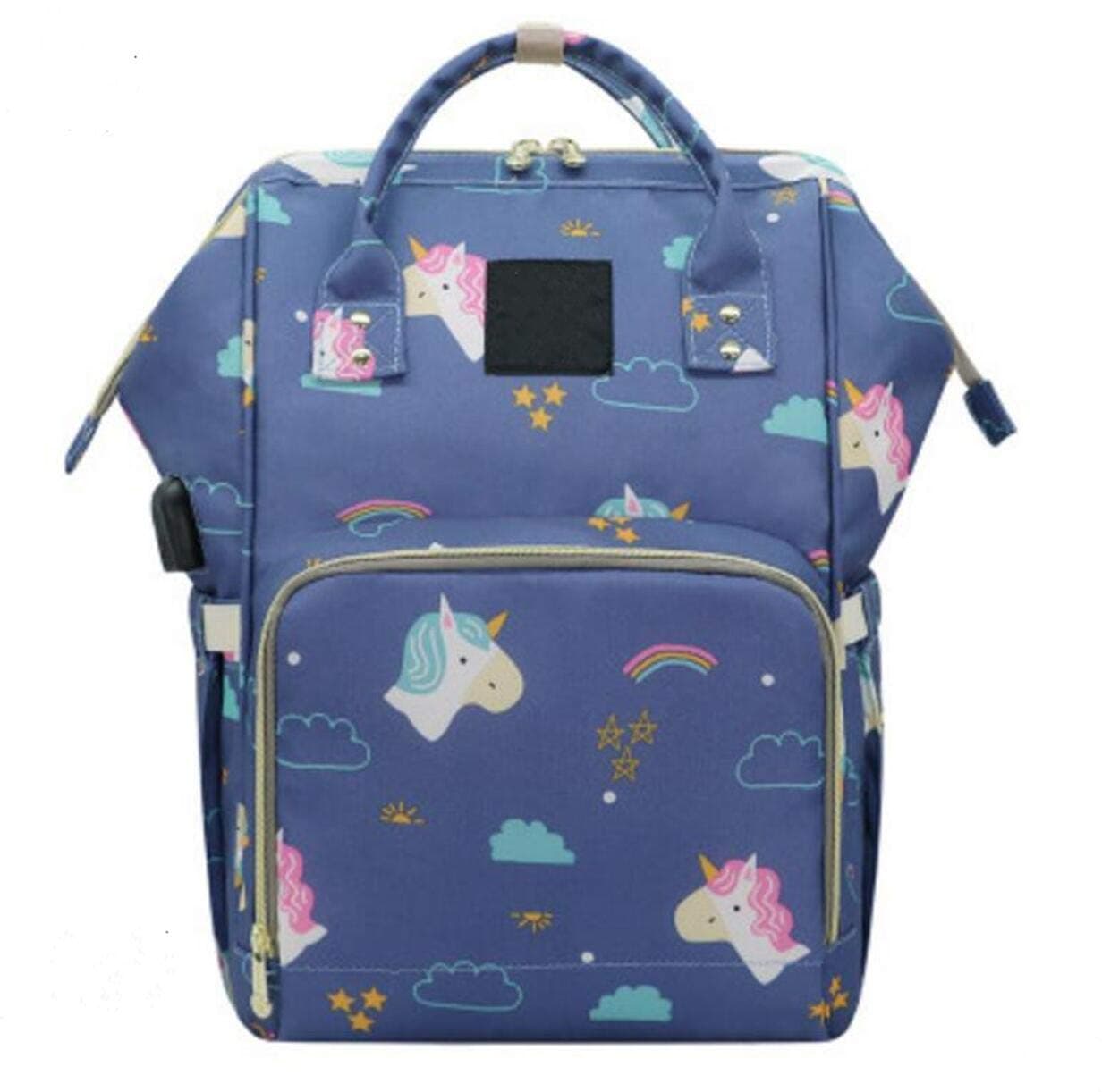 Waterproof Diaper Bag Nappy Bag Travel Backpack Multi-Function Mommy Bag for Baby Care Large Capacity Stylish and Durable Perfect for Travel Work or Outing (Blue Cute Unicorn)