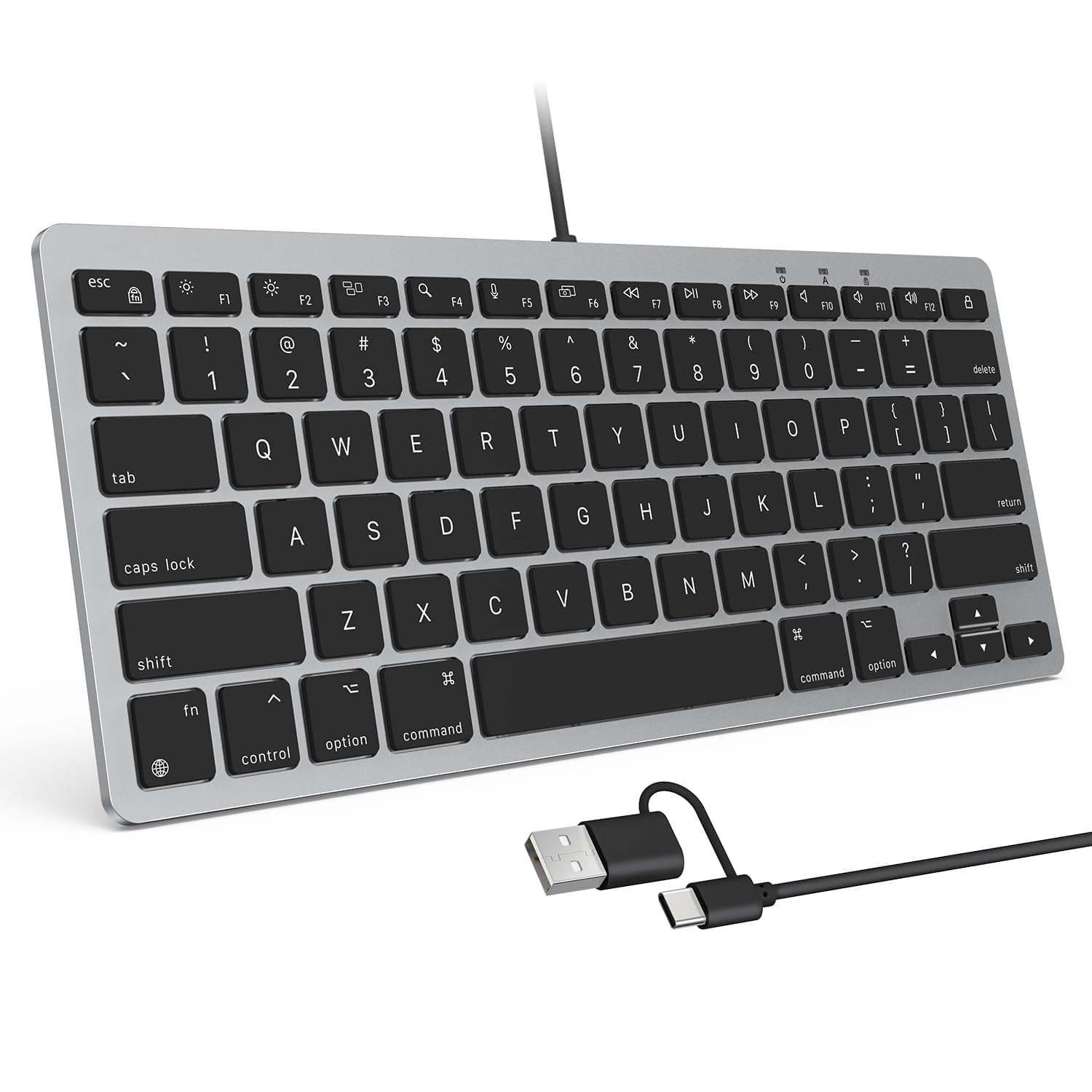 Wired Keyboard for Mac Devices ONLY with Dual Interface, Comfortable Typing Angle & Stable Connection, Compatible with MacBook, iMac, Mac mini, PC-Grey