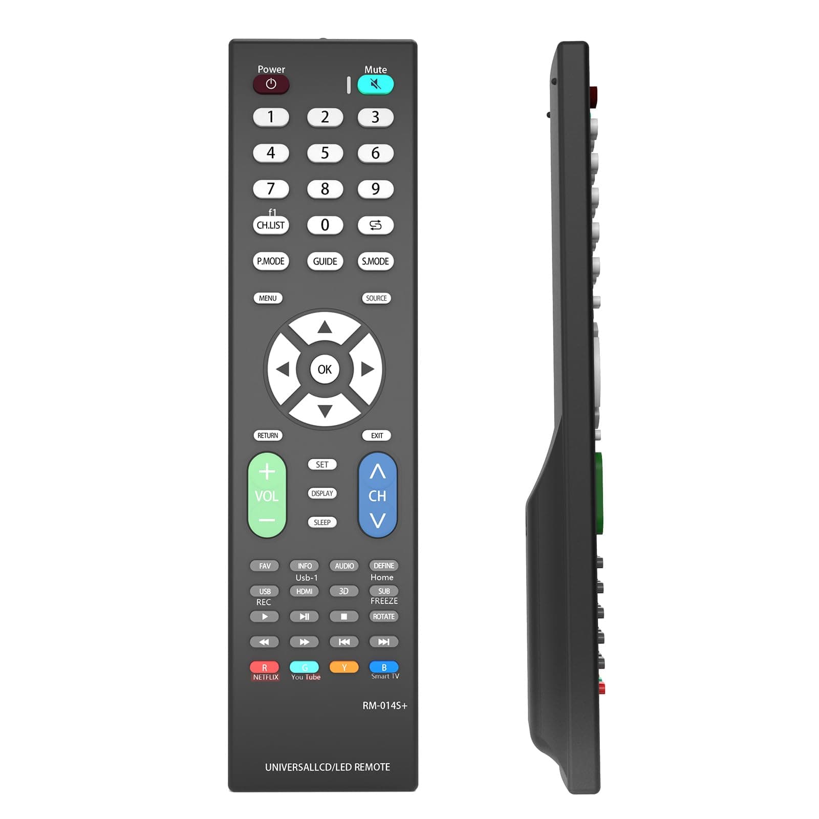 Universal Remote Control Replacement for Samsung,LG,RCA,Sony,Sharp,Panasonic,Toshiba,Hitachi&Sanyo,Vizio,TCL&Philips,AOC and Other Brands LCD/LED 3D HDTV Smart TV Remote Control,RM-014S+