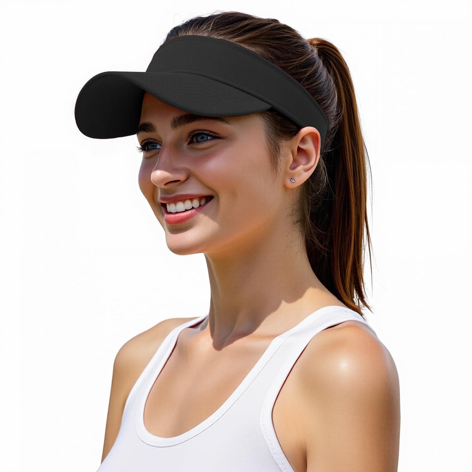 Structured Brim Quick-Dry Sun Visor Hat,Lightweight Sun Protection Sports Visor for Running Golf Tennis Women