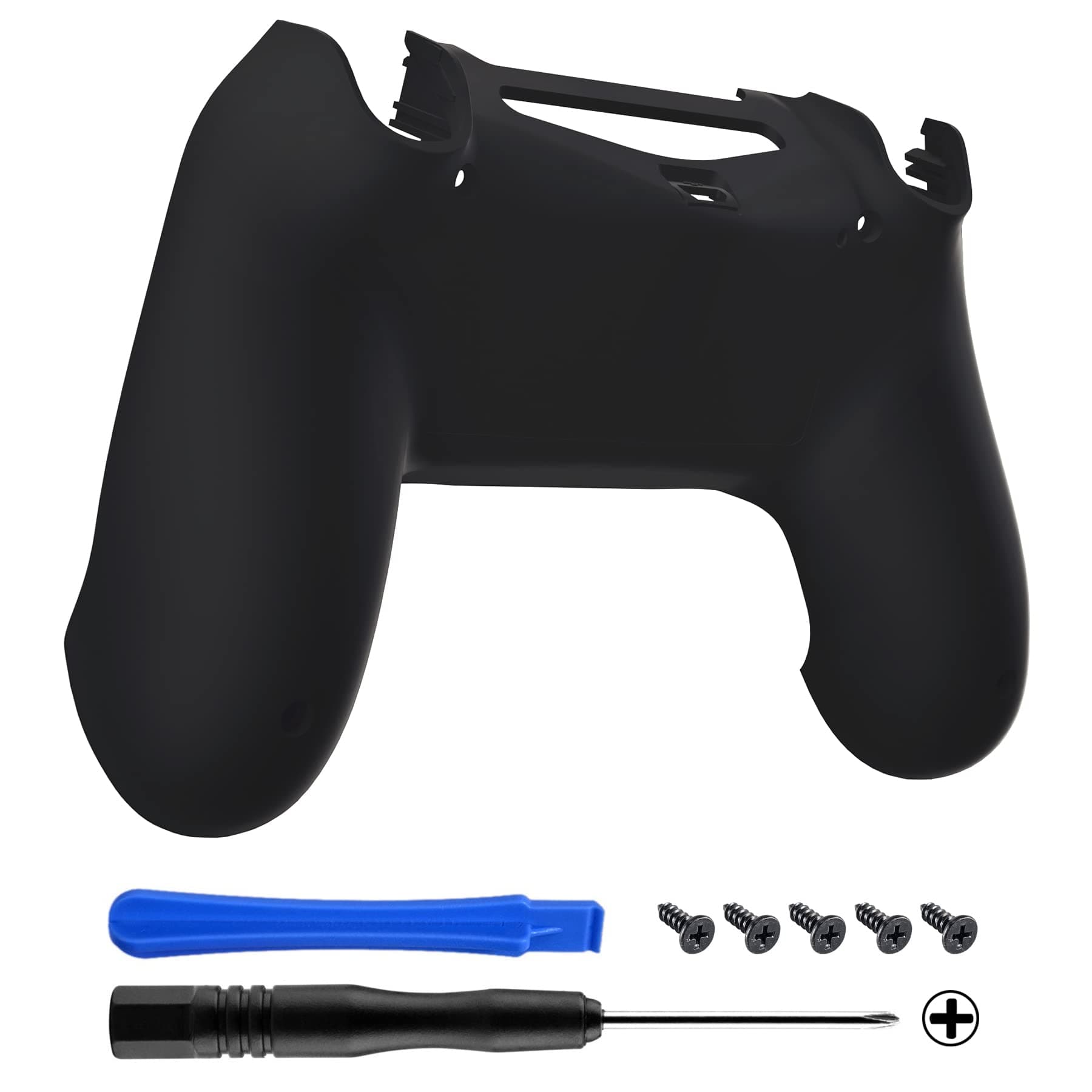 Black Bottom Shell, Soft Touch Back Housing Case Cover, Game Improvement Replacement Parts for Playstation 4 PS4 Slim Pro Controller JDM-040, JDM-050 and JDM-055