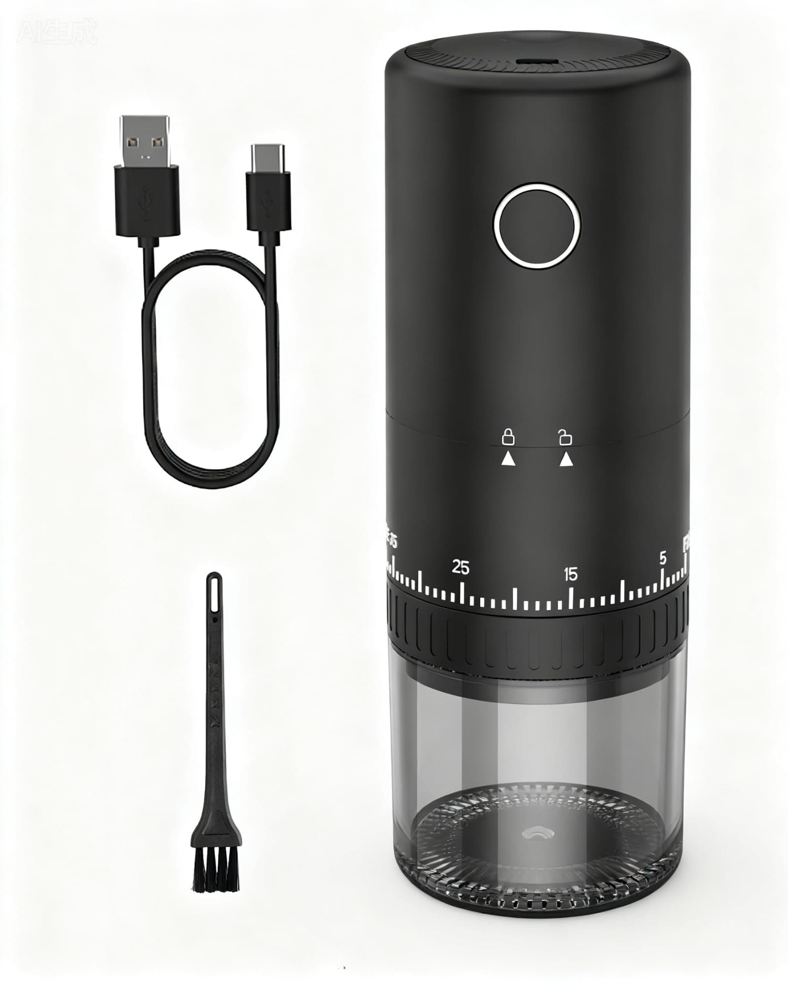 First Grind-While-Charging Rechargeable Coffee Grinder, 1.7X Faster Grinding with 38 External Adjustable Settings, Conical Ceramic Burrs & 2000mAh Battery, Portable for Travel, Camping, etc.