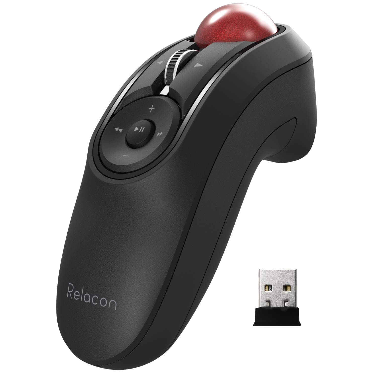 ELECOM Relacon Handheld Trackball Mouse, Thumb Control, 2.4GHz Wireless, Ergonomic Design, 10-Button Function with Smooth Tracking, Windows11, MacOS (M-RT1DRBK)