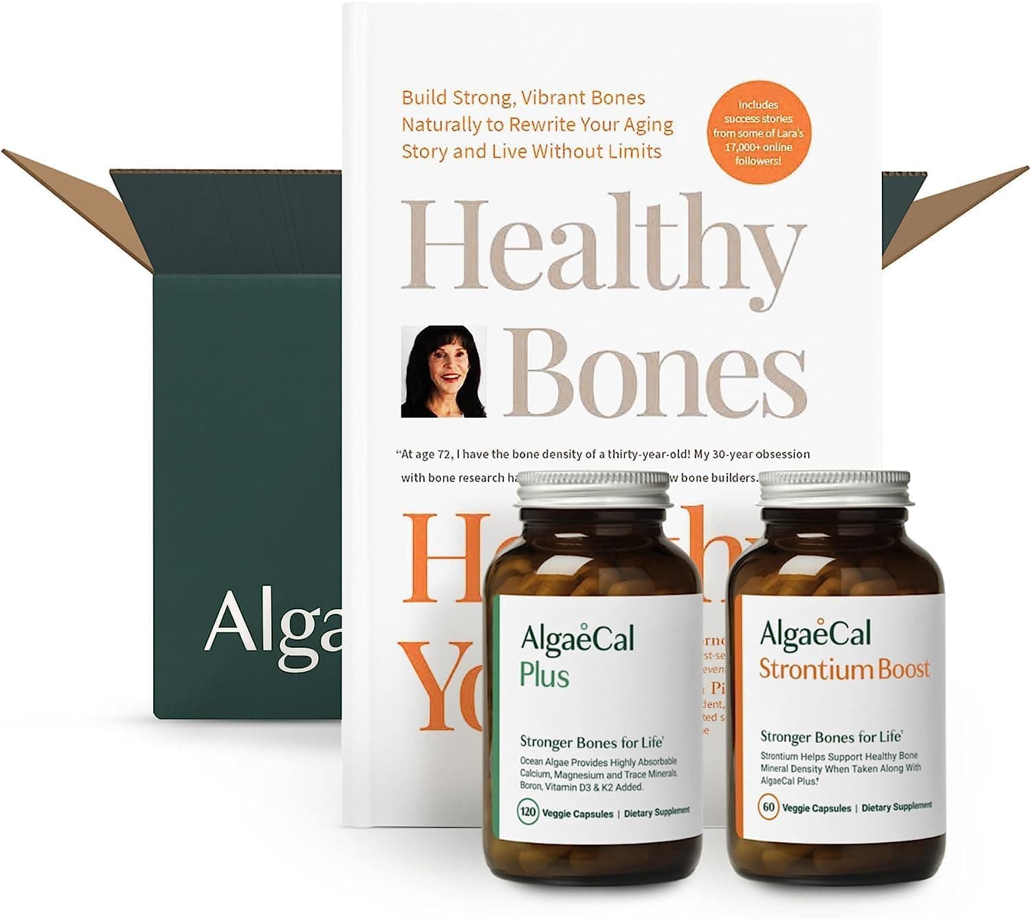 ALGAECAL Welcome Kit - Bone Builder Pack, Plant Based Calcium Supplement & Strontium, Vitamins K2, D3, Magnesium & 16 Essential nutrients + Book Healthy Bones Healthy You by Lara Pizzorno