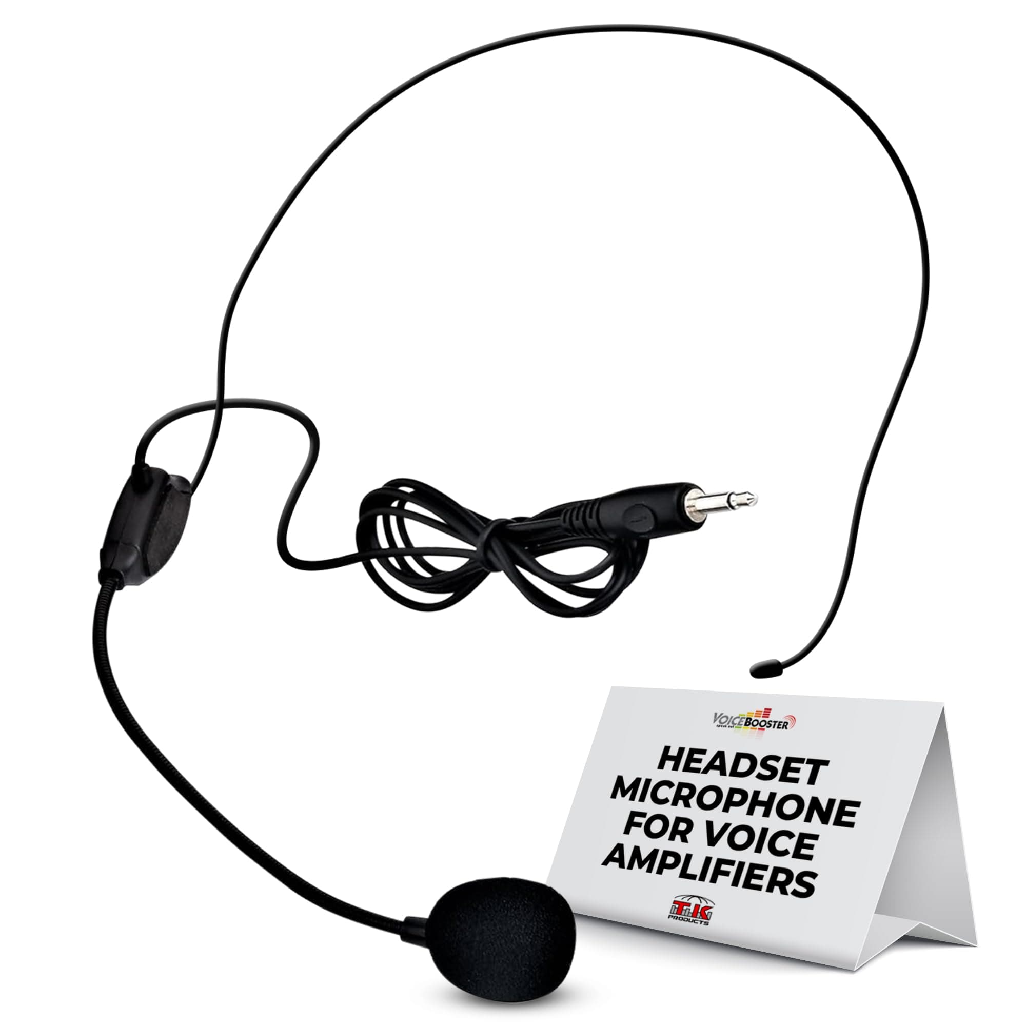 Voicebooster Speak Out Headset Microphone Lightweight Adjustable Boom Mic with Feedback Control - 3.5mm Plug for Voice Amplifiers for Public Speaking, Classroom Teaching, Tour Guiding