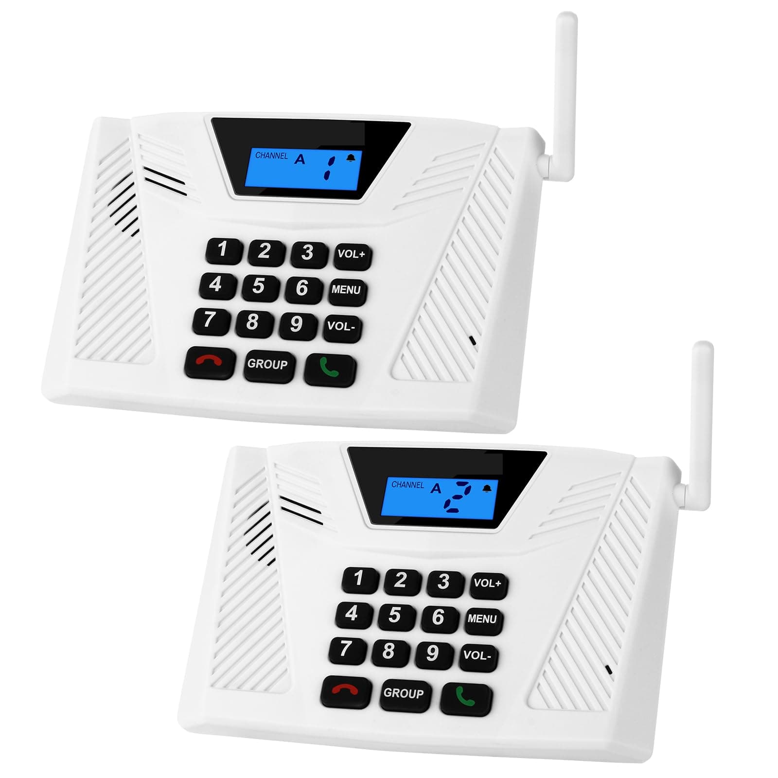 Intercoms Wireless for Home, Full Duplex Hands-Free Intercom, 5300ft Long Range Intercom System, Group Call and Auto Answer, 2 Code 9 Channel for House Office Hospital (2 Pack)