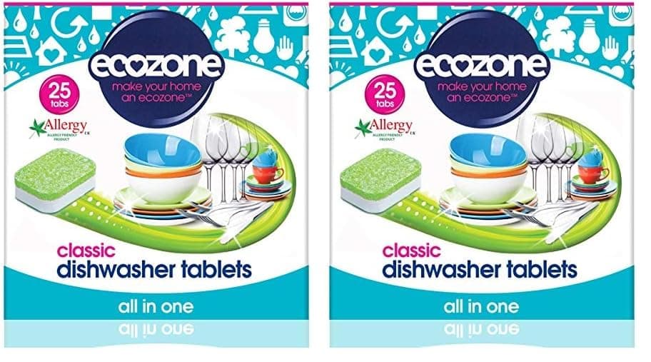 Ecozone Classic Dishwasher Tablets, Effective Cleaning Formula Cuts Through Grease & Grime, Natural Vegan & Non Toxic Tabs, Plant Based Plastic-Free, Leaves No Residue (Pack of 50 Capsules)