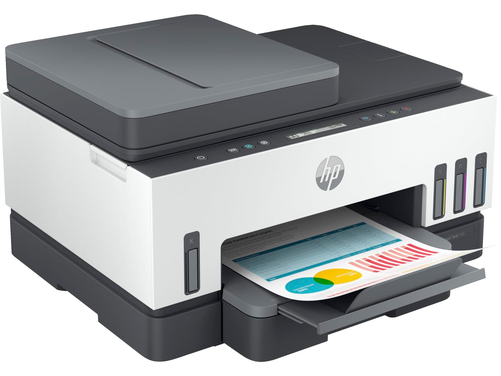 HP | Smart Tank | Wireless | Print, Copy, Scan | Automatic Duplex | Print Speed: 15ppm(black) / 9ppm(color) | Up to 18000 black or 8000 color pages included | 35-sheet ADF | ST750 | UAE Version