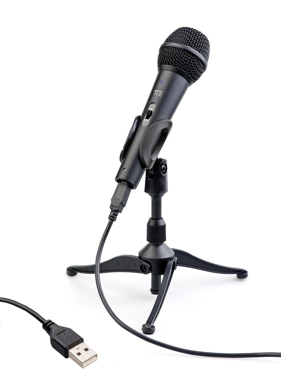 Tie StudioDynamic USB Microphone for PC, Broadcasting, Youtube, Skype i(incl.Pop Filter, USB Cable, Tripod Stand and Microphone Clip), black