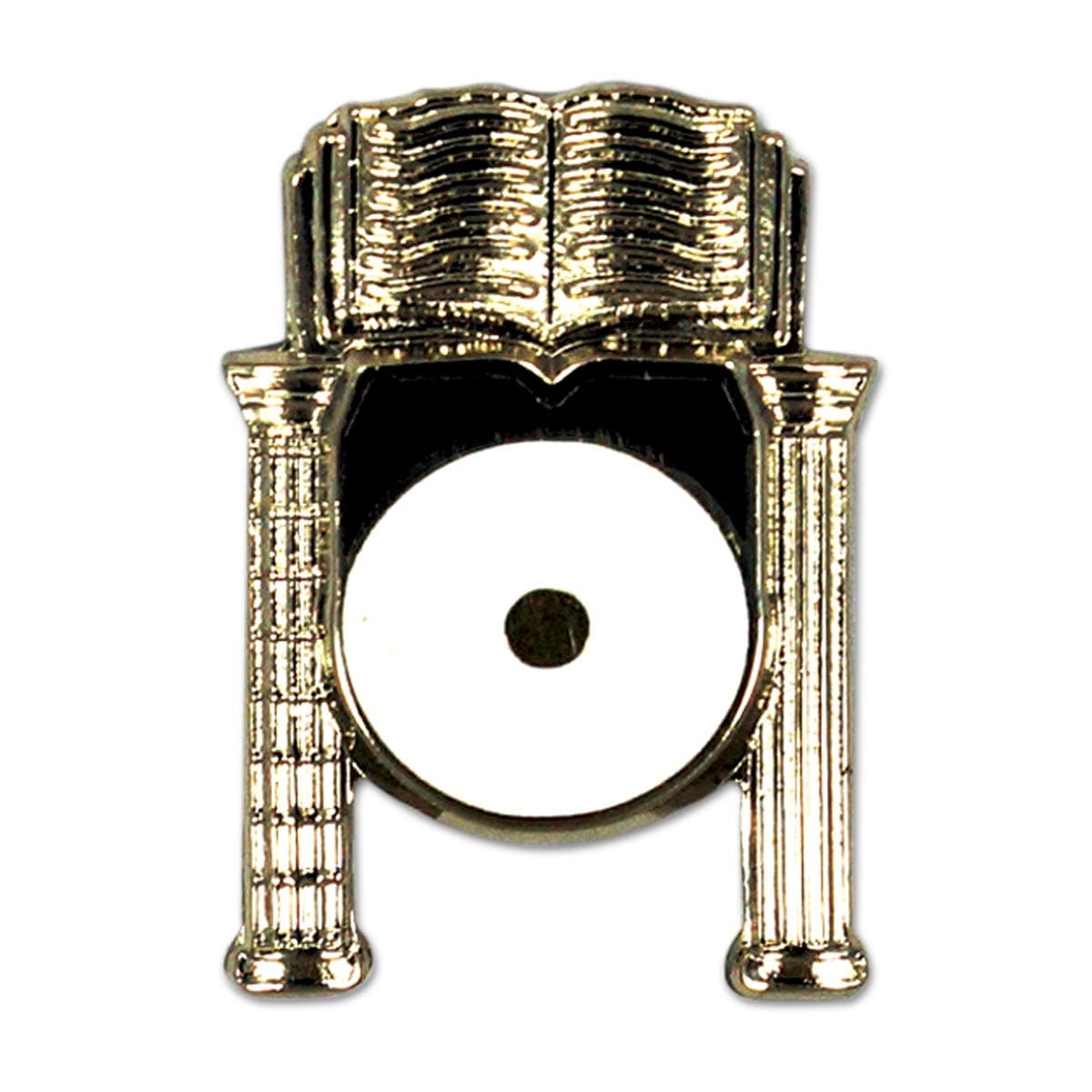 The Masonic ExchangePoint Within a Circle Inside Columns Silver & White Lapel Pin - 3/4" Tall