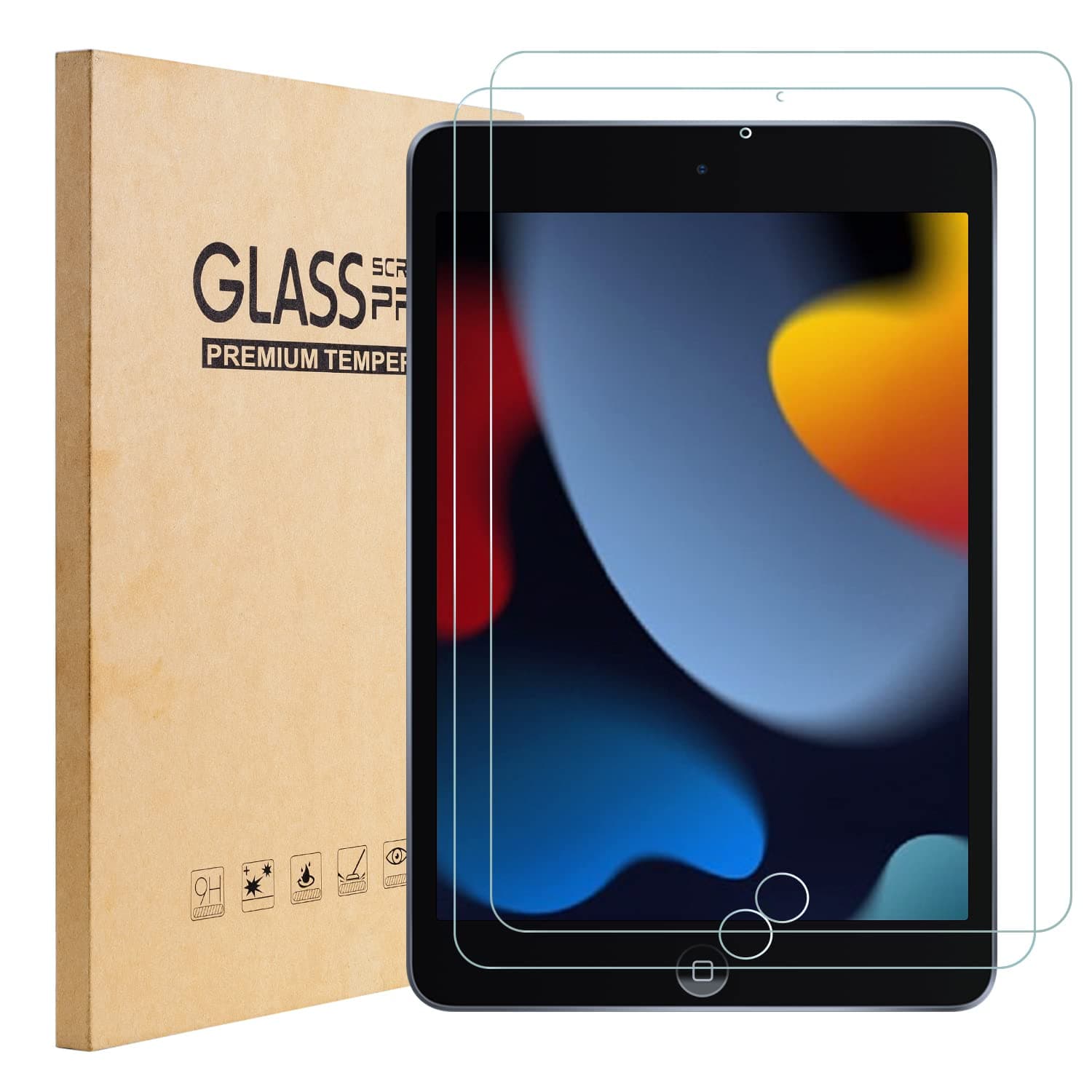 TOPESCT IPad 10.2 inch Screen Protector[2 Pack], Tempered Glass Film for Apple iPad 2021 2020 2019 (9th / 8th / 7th Generation) (iPad 10.2-in.(9th/8th/7th Gen))