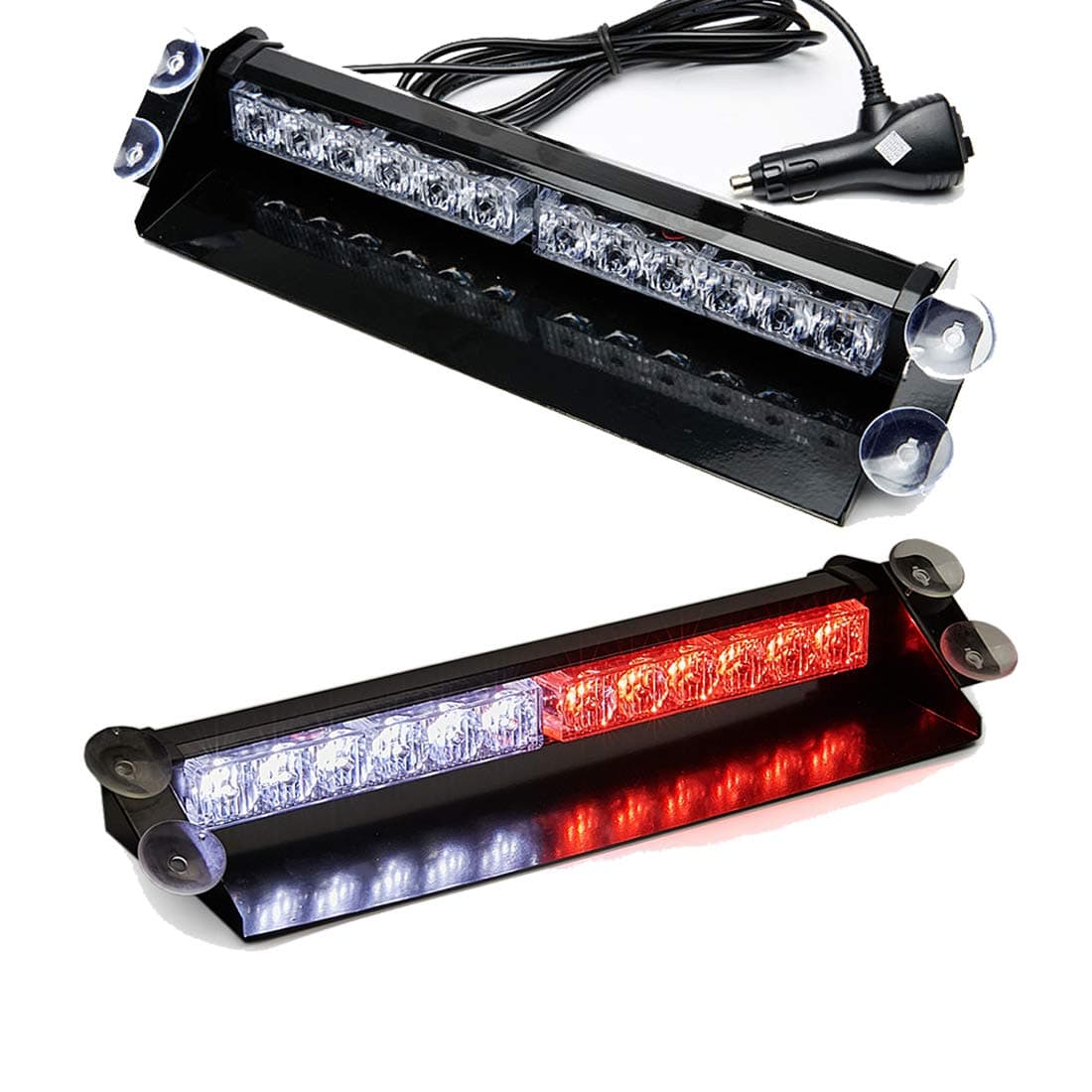 Emergency Dash Strobe Light 80 LED Warning Hazard Flashing Light Bar Visor Interior Windshield Traffic Safety Lights for Volunteer Firefighter Vehicles Trucks (2x14 inch, Red/White)