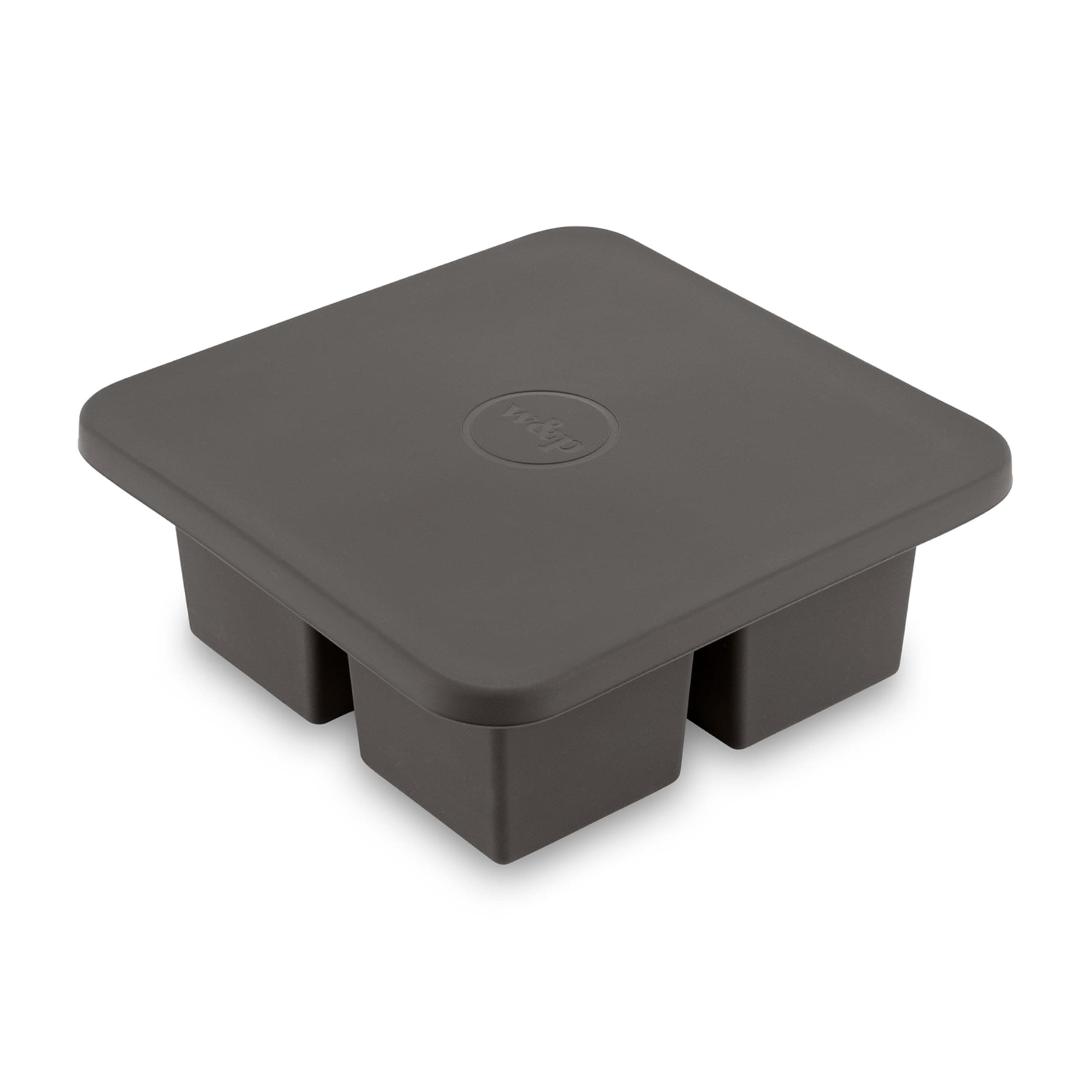 Peak Silicone Extra Large Cube Ice Tray w/ Protective Lid | Charcoal | Easy to Remove Ice Cubes | Food Grade Premium Silicone | Dishwasher Safe, BPA Free