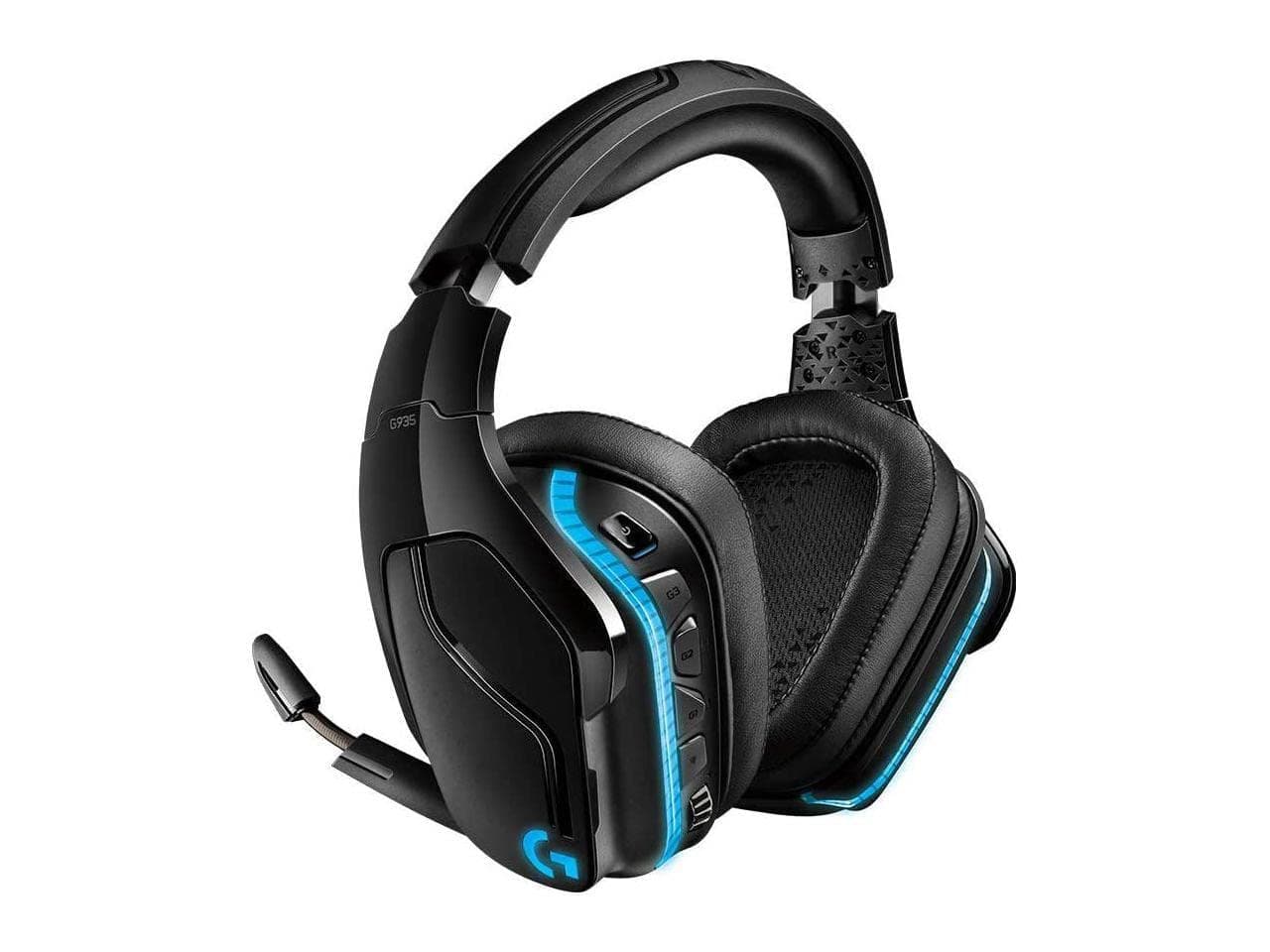 Logitech G935 Wireless DTS:X 7.1 Surround Sound LIGHTSYNC RGB PC Gaming Headset - Black, blue (Renewed)