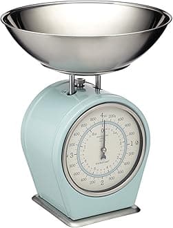 KitchenCraft Living Nostalgia Mechanical Kitchen Scales, 4 kg (8 lbs) - Vintage Blue