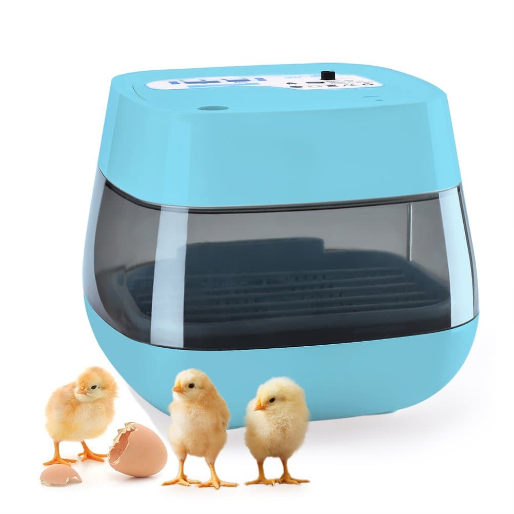 Egg Incubator, 9-16 Digital Fully Automatic Household Micro Mini Incubator for Chicken Eggs, Poultry Hatcher for Chickens Ducks Goose Birds,Fresh Blue