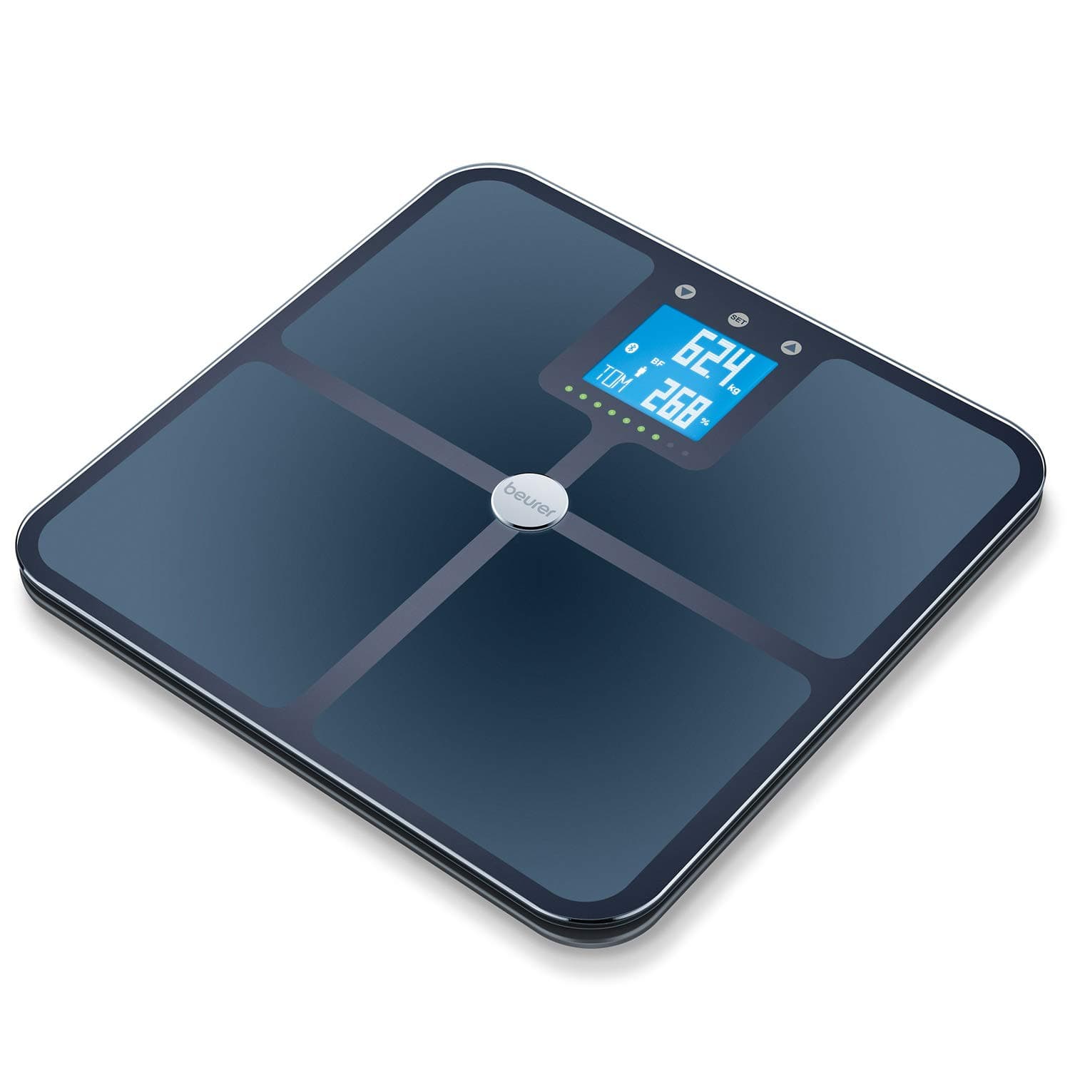 BF950 Body Analysis Bathroom Scale with App - Black | Detailed full body analysis including BMI calculation | 8 user profiles with 30 memory spaces each | LED target indicator | App compatible