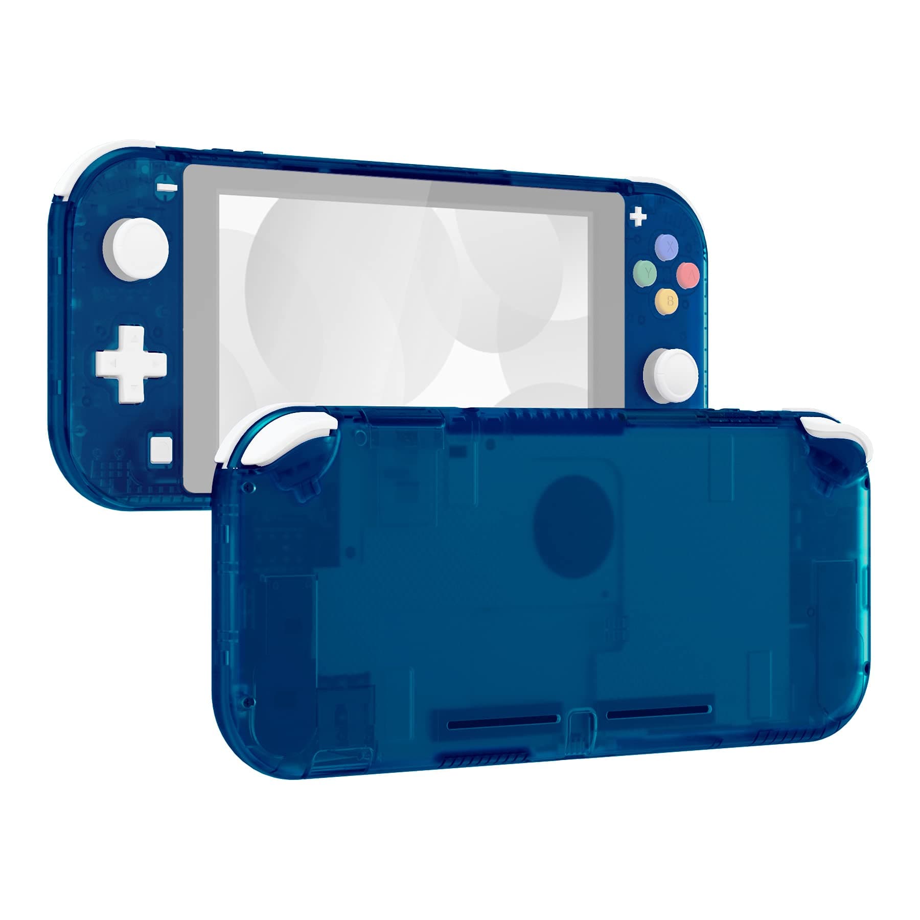 Transparent Clear Blue DIY Replacement Shell for Nintendo Switch Lite, NSL Handheld Controller Housing with Screen Protector, Custom Case Cover for Nintendo Switch Lite