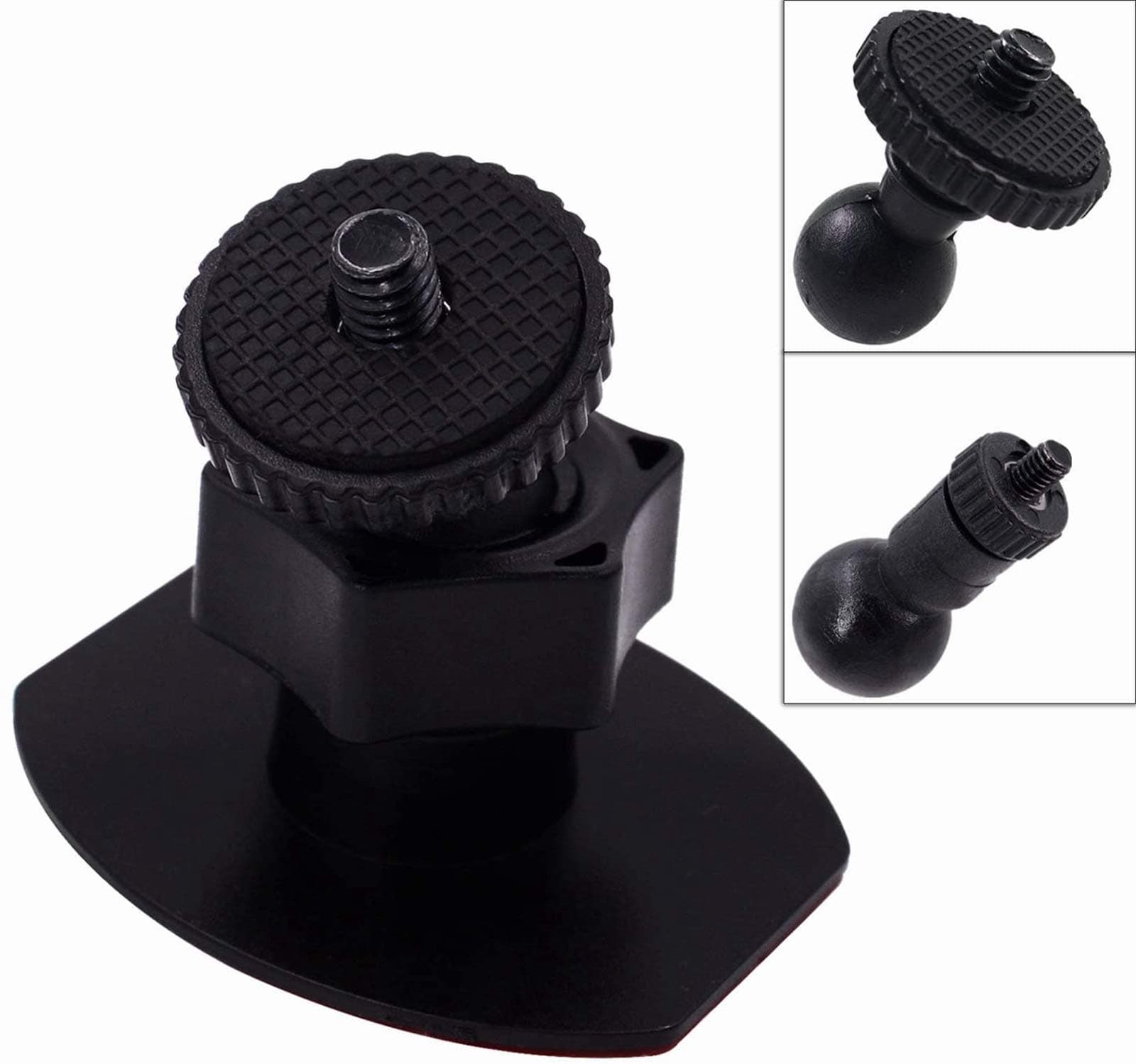 CH01B 1/4" Thread Camera Mount Mini Double-Sided Adhesive in Dash Cam Mount Holder - Universal Tripod Permanent Holder Fits Sony/Ricoh/HP/GoPro/Oculus (M4 M6 Screw Join Ball Included)