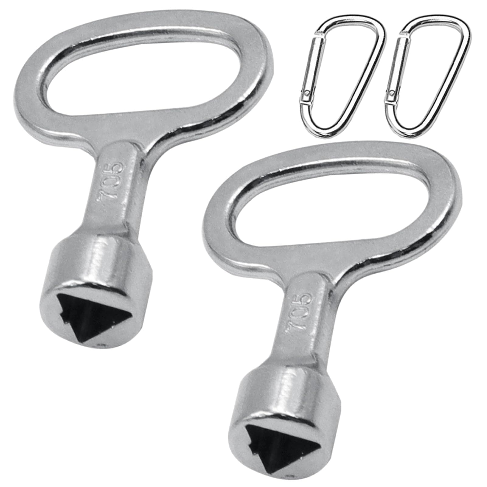 2 Packs Meter Box Key Gas Box Key Silver Triangle Key with Keychain - Durable Steel Rust Resistant Gas Meter Box Key