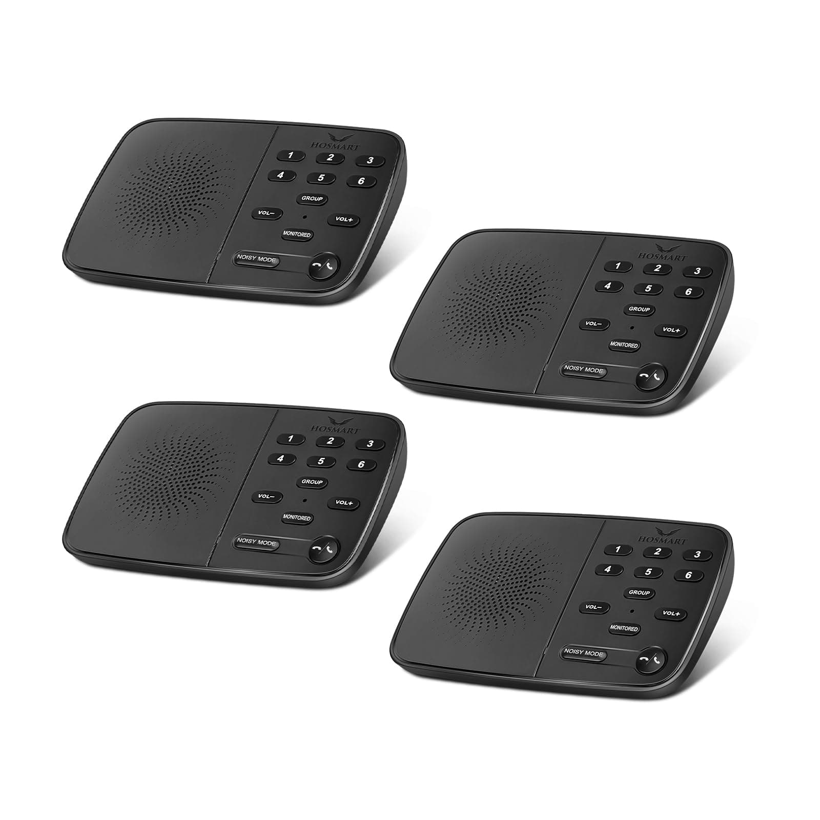 UltraSpeak Wireless Intercoms for Home, Full Duplex Real-Time Intercom System, Black, 1200 ft Range (4 Stations)