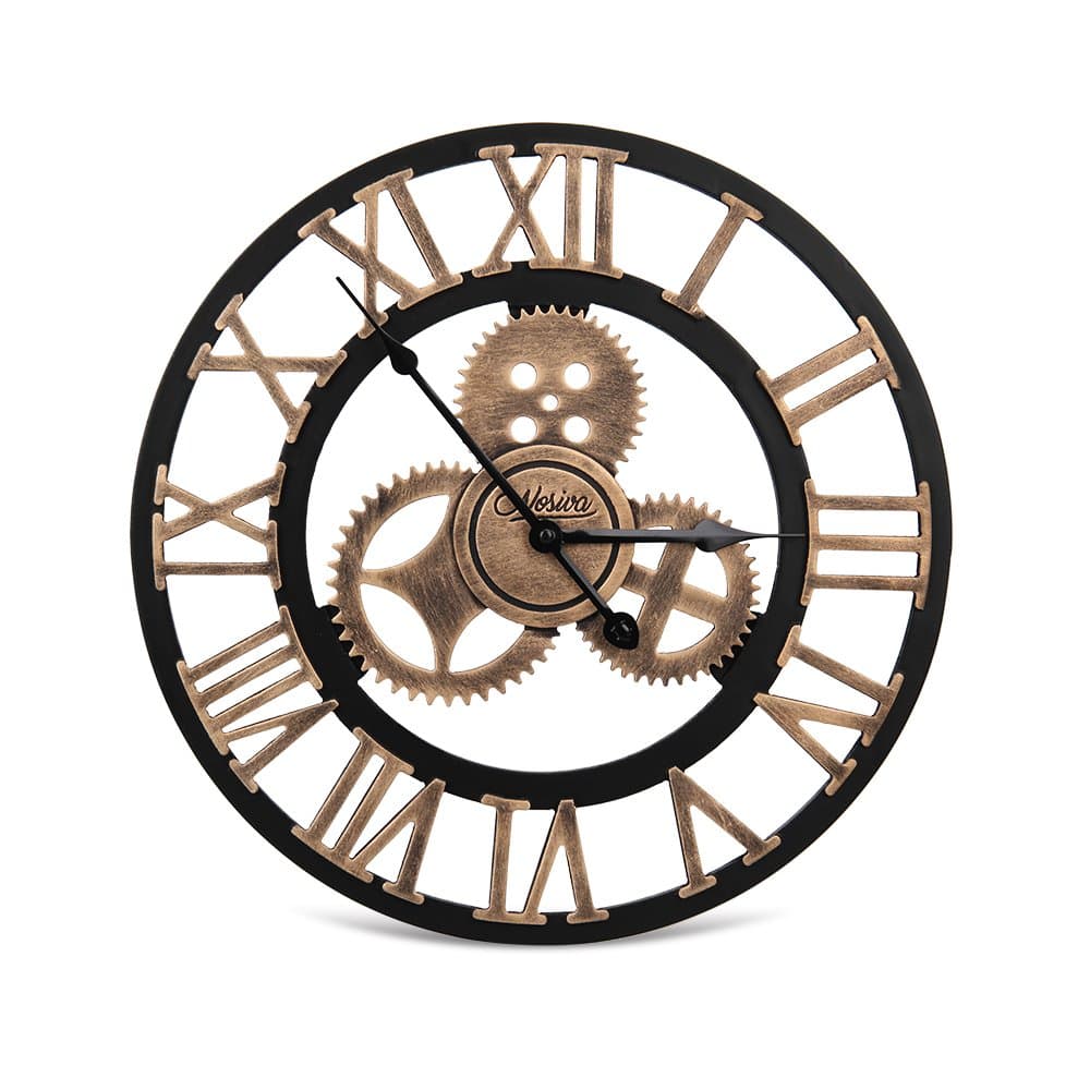 Industrial Wall Clock Handmade 3D Gear Clock Large Rustic Decorative Wall Clock European Retro Vintage Clock Wall Decor for Retro Style Living Room/Office/Bar/Restaurant Decoration