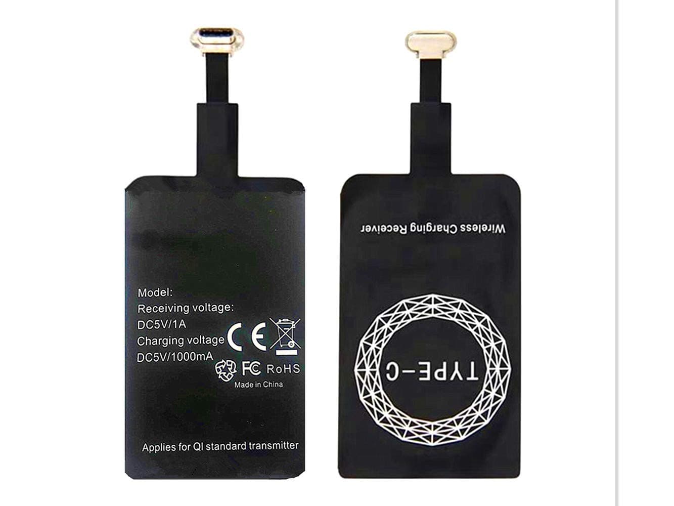 Wireless Charging Receiver Adapter with Qi Wireless Charging Receiver and Adapter Compatible with Google Pixel, Samsung, LG, and Other USB-C Android Phones USB Type-C