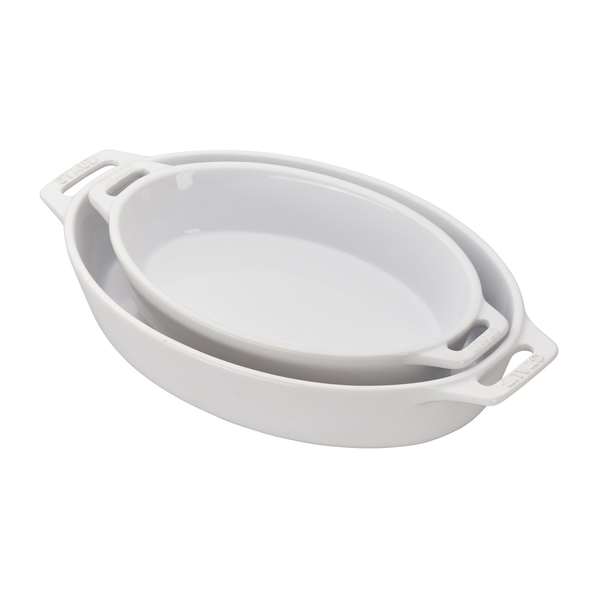 Ceramic Oval Baking Dish Set, 2-piece, White